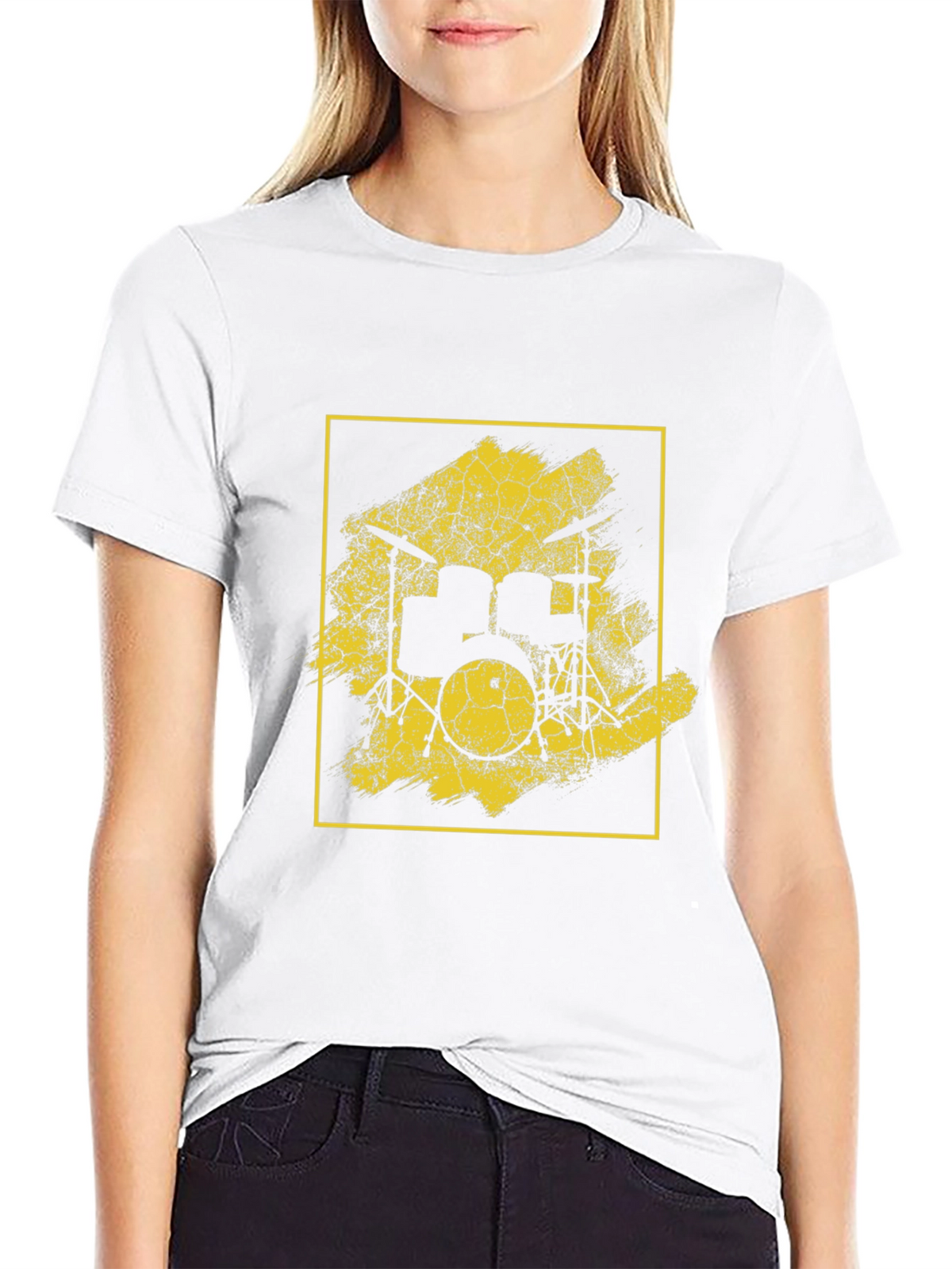 Distressed Drum Set Graphic Tee - Black