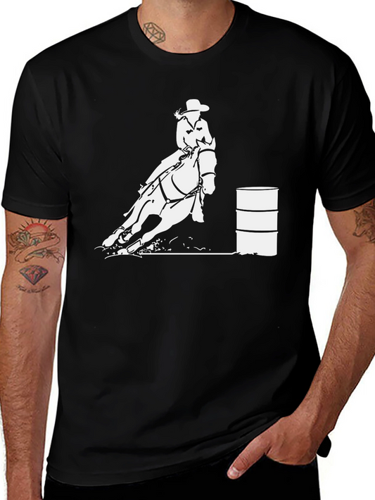 Barrel Racing Graphic Tee - Cowboy Rodeo Horse Shirt