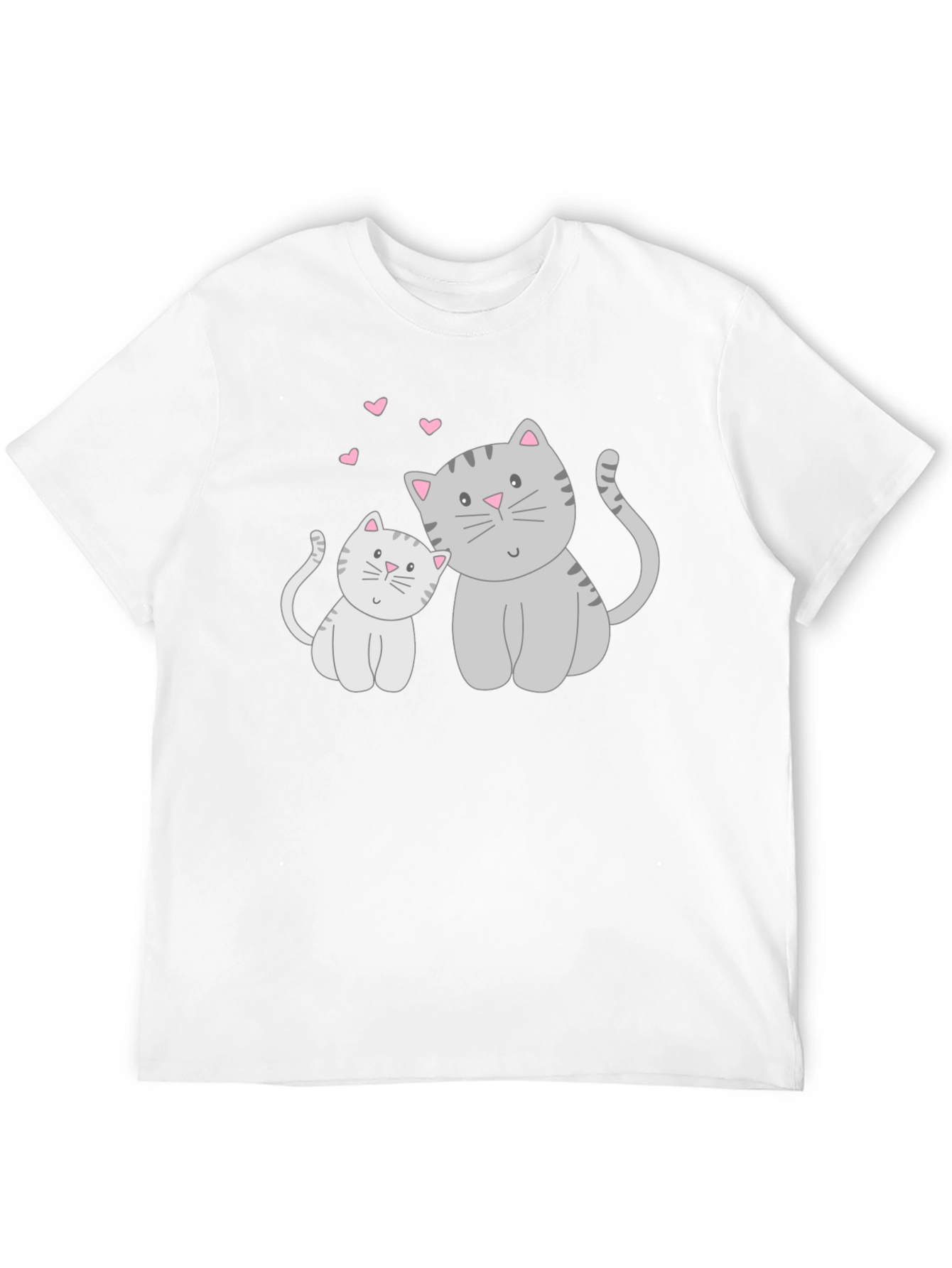 Cute Cat & Kitten Graphic Print T-Shirt