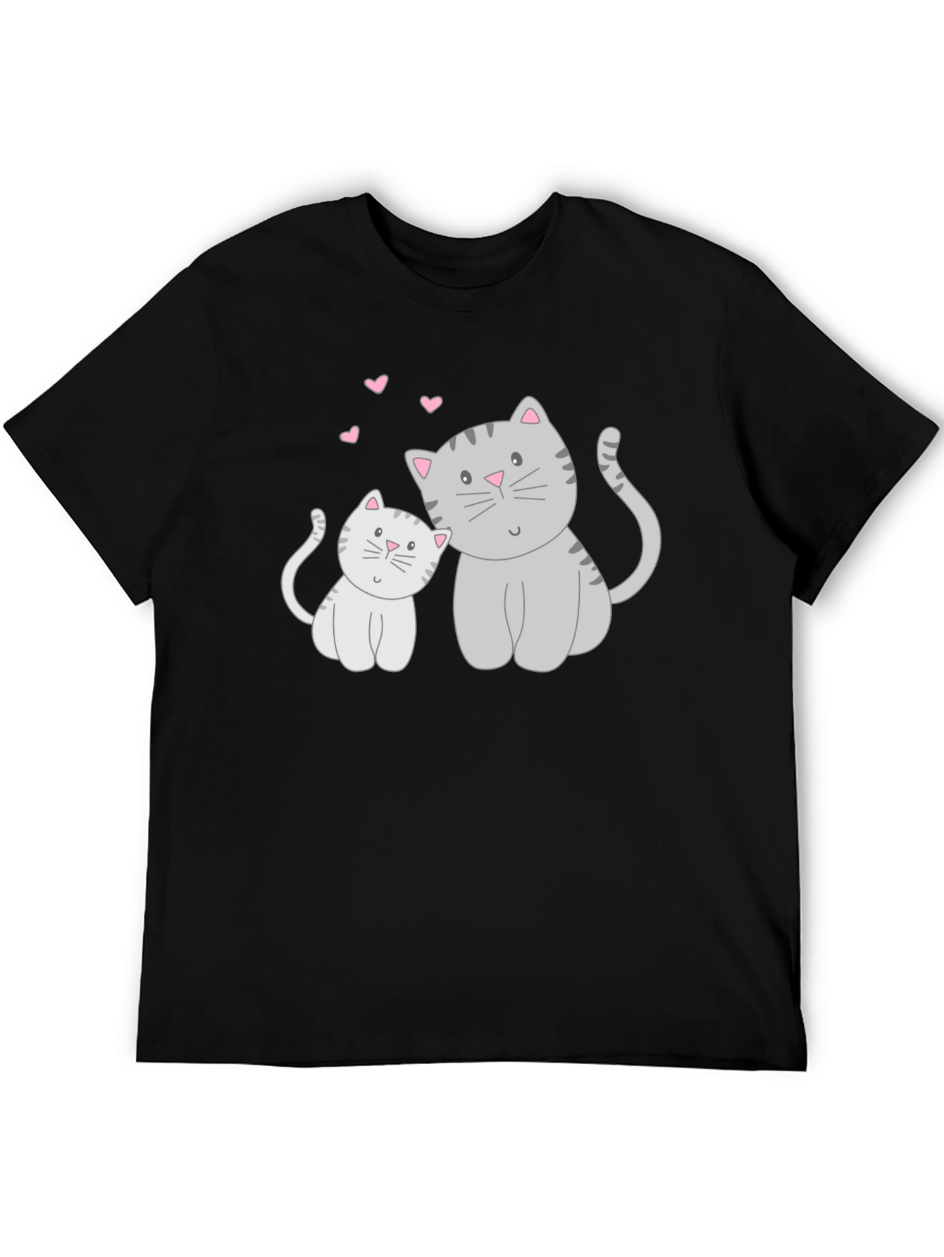 Cute Cat & Kitten Graphic Print T-Shirt
