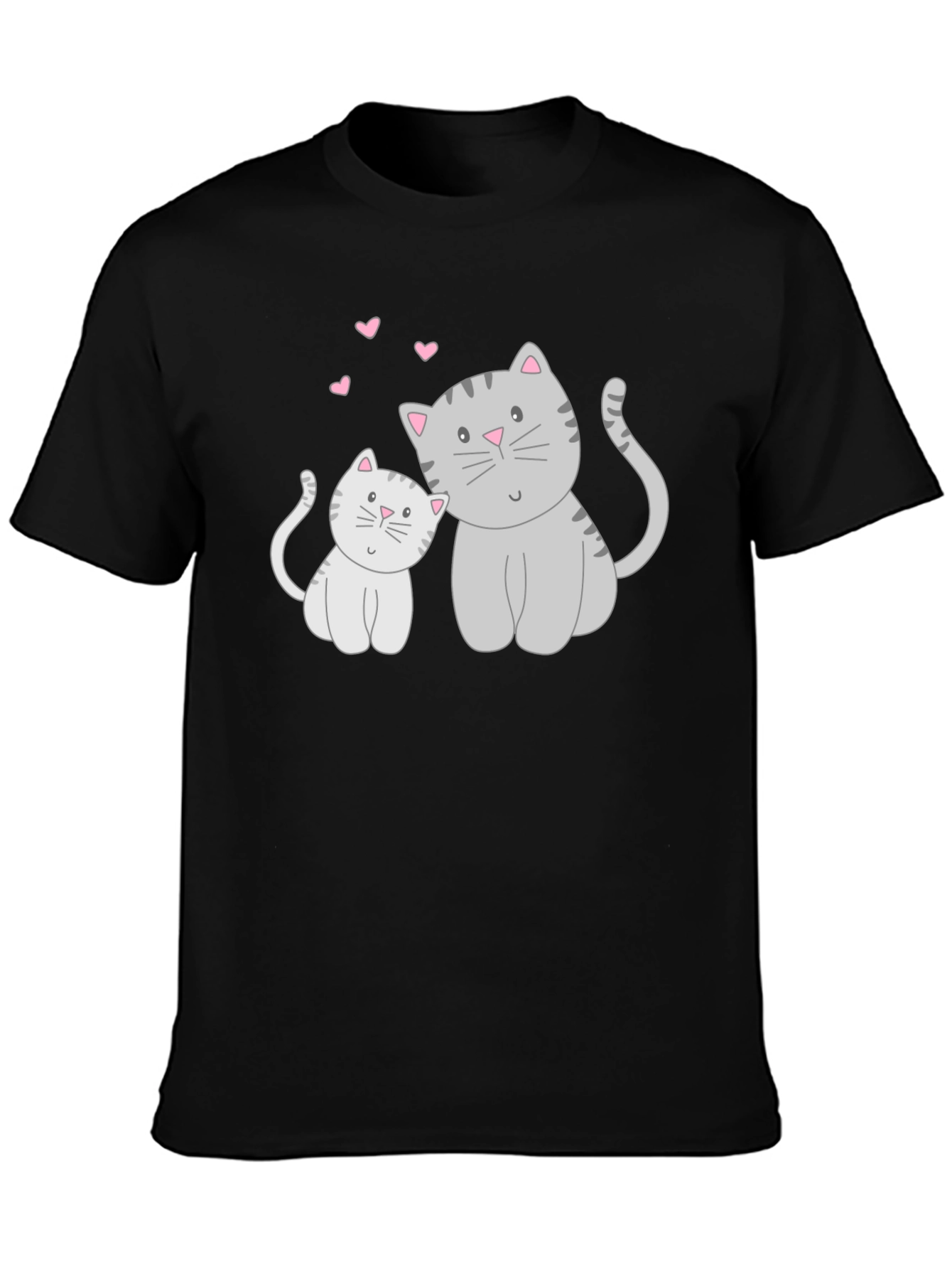 Cute Cat & Kitten Graphic Print T-Shirt