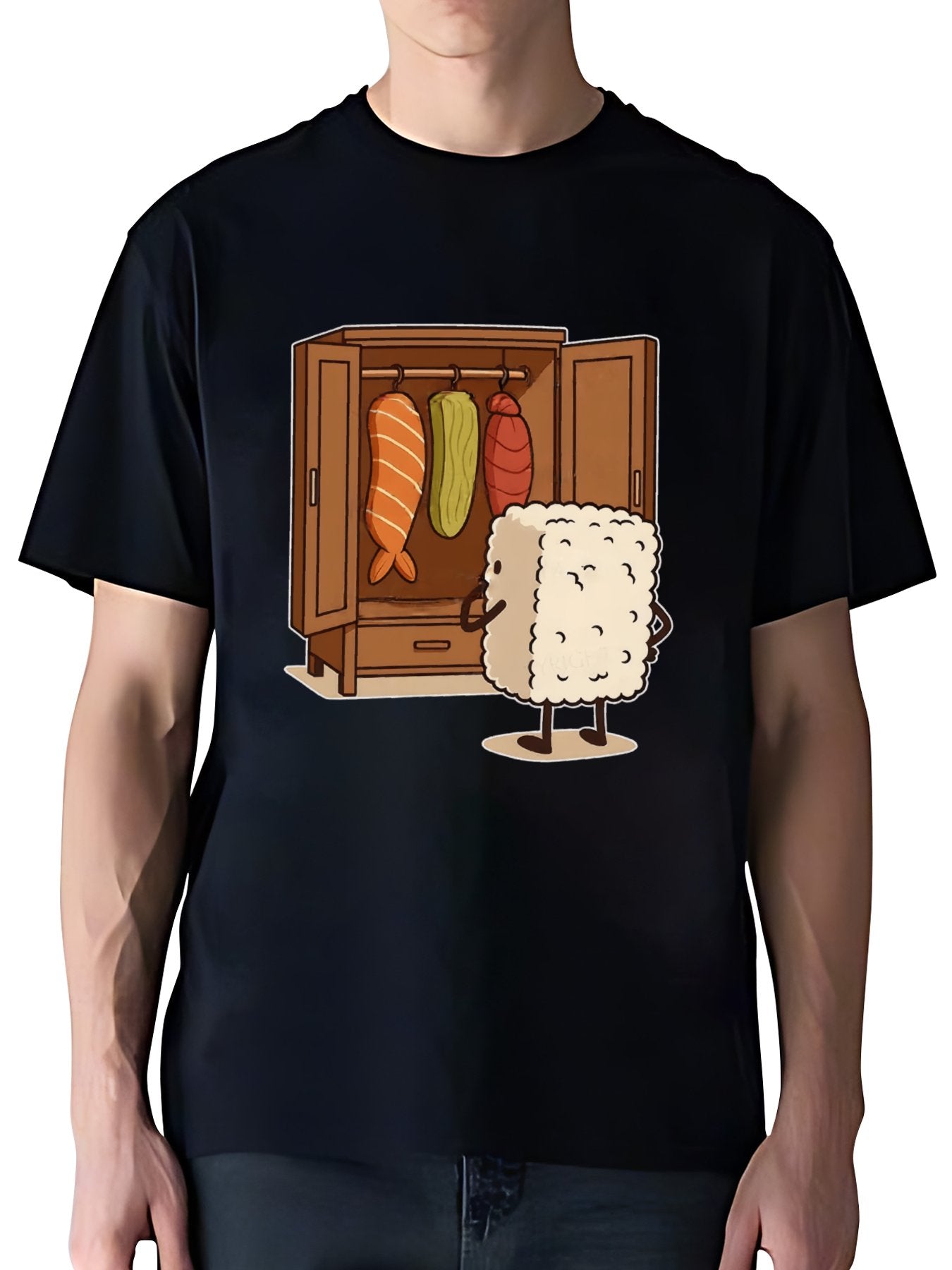T-shirt Tokyo-tiger-sushi-pick-out-clothes-washed-t-shirt