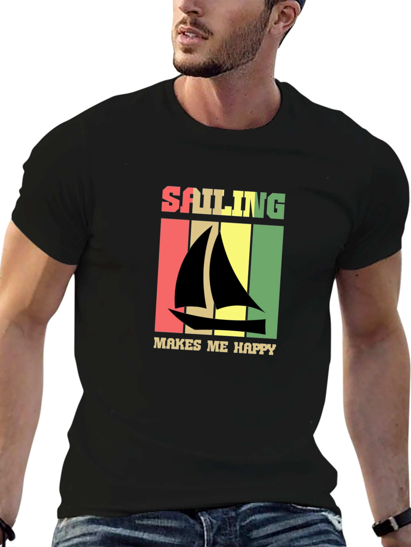 Sailing Makes Me Happy Retro T-Shirt