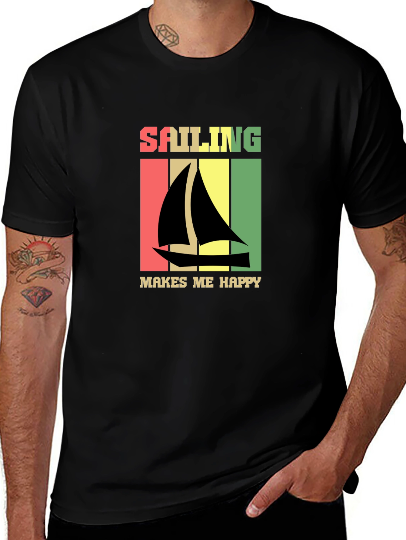Sailing Makes Me Happy Retro T-Shirt