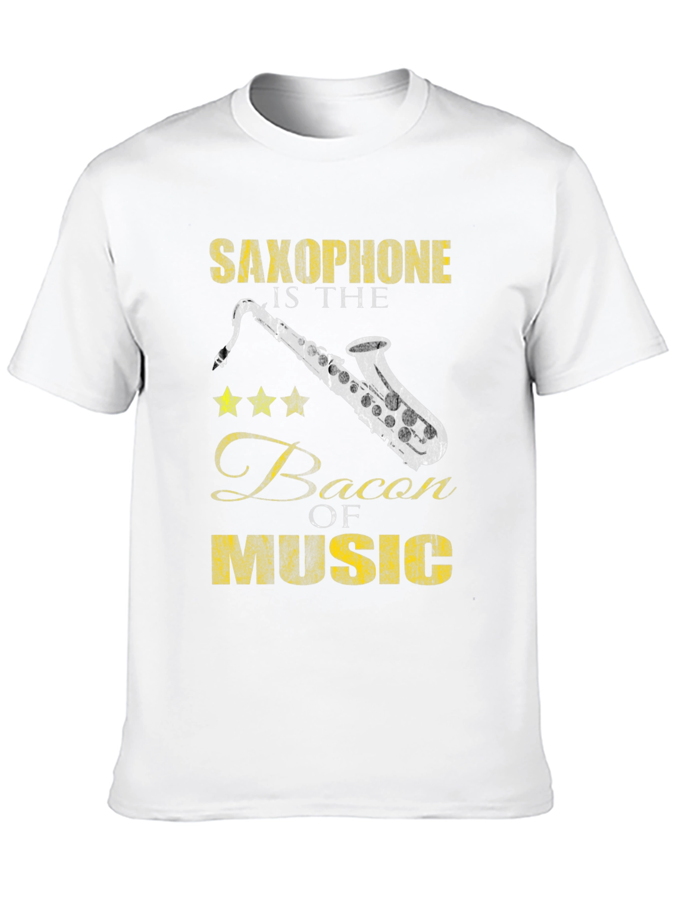 Saxophone Bacon of Music Black T-Shirt