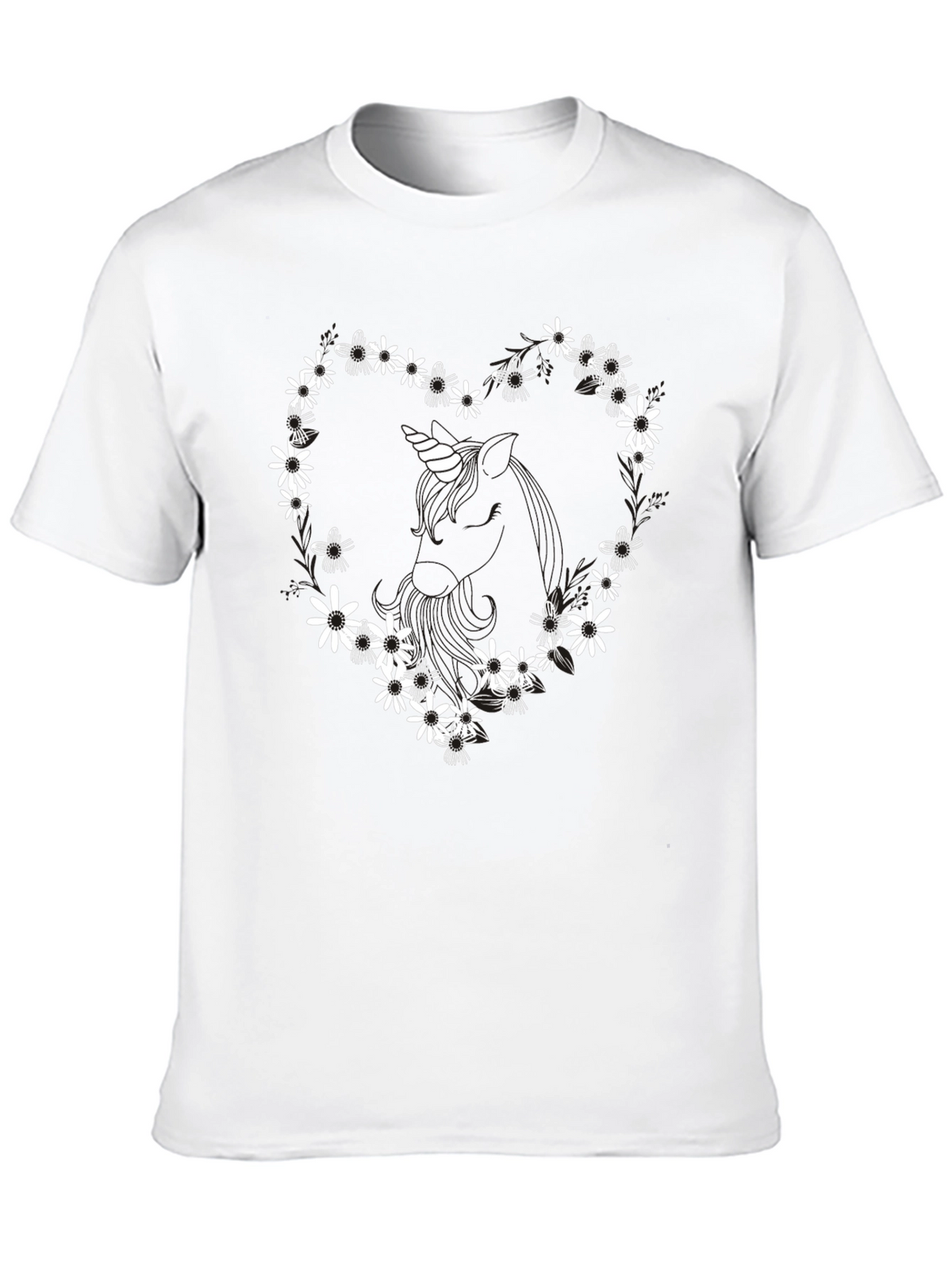 Floral Unicorn Heart T-Shirt