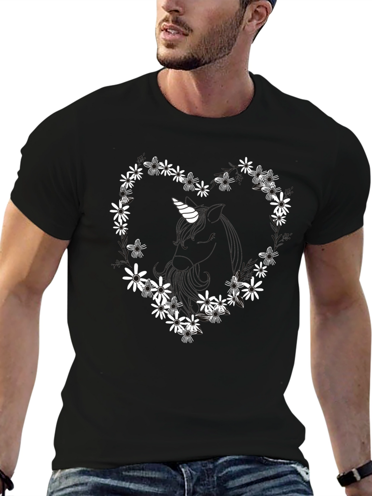 Floral Unicorn Heart T-Shirt