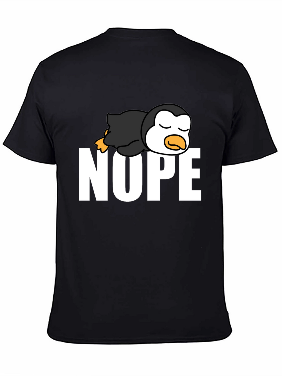 Nope Lazy Penguin Black T-Shirt