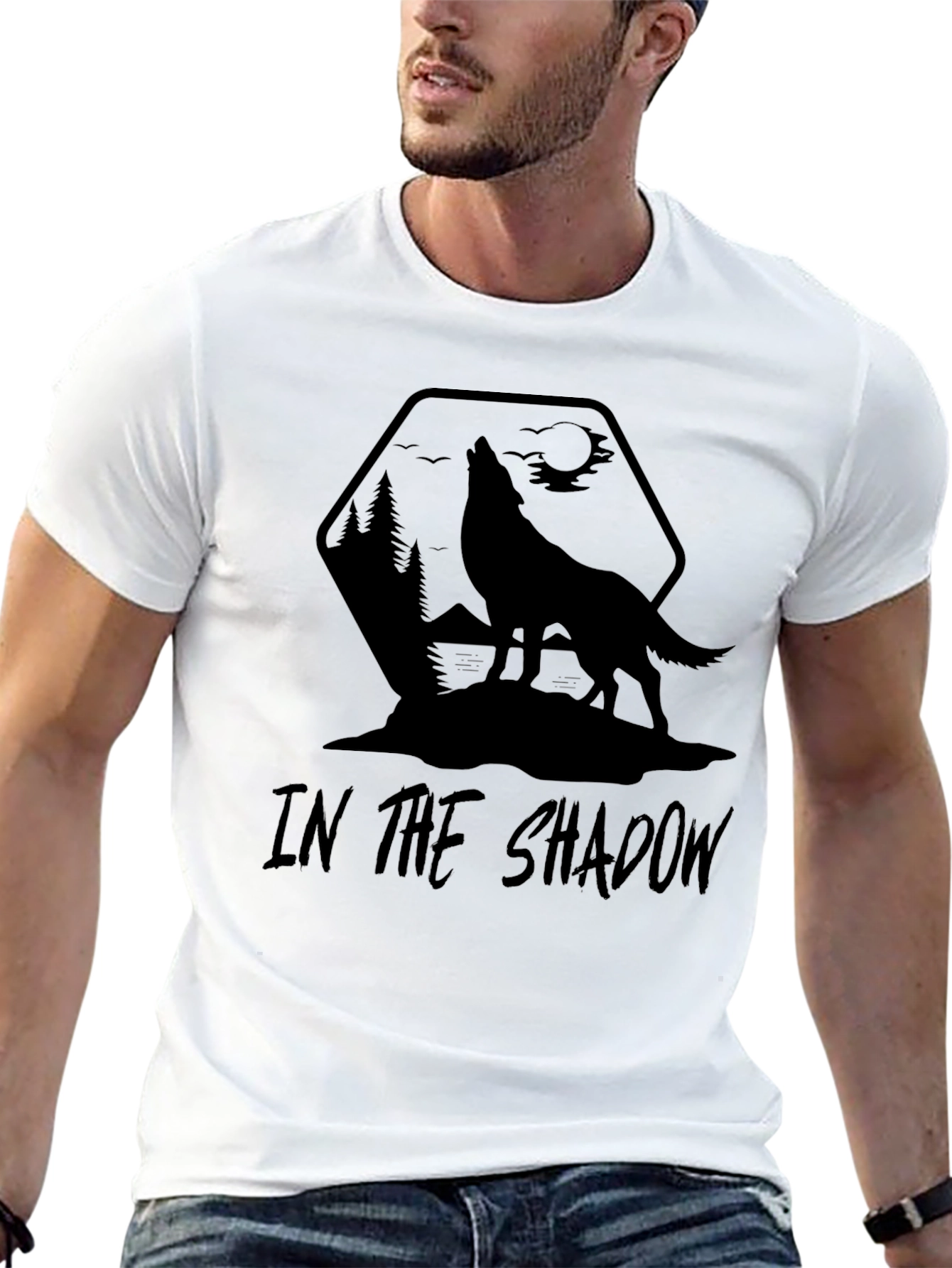 Shadow Wolf Graphic Tee - Mens Black T-Shirt