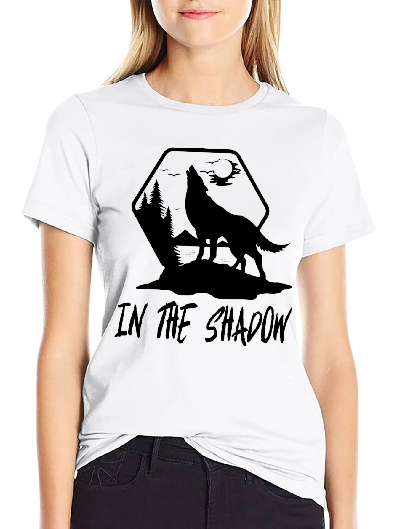 Shadow Wolf Graphic Tee - Mens Black T-Shirt
