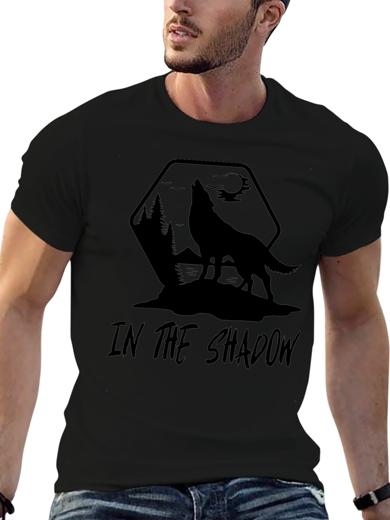 Shadow Wolf Graphic Tee - Mens Black T-Shirt