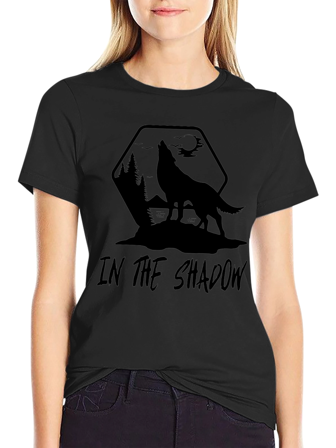 Shadow Wolf Graphic Tee - Mens Black T-Shirt