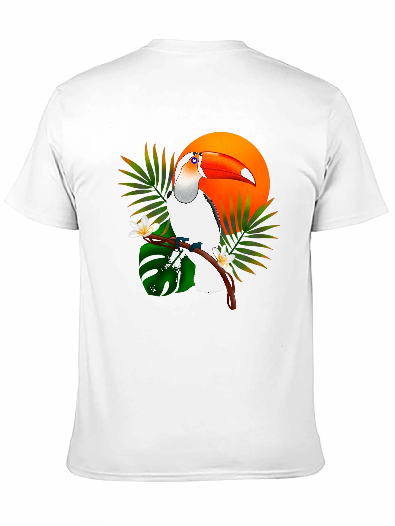 Tropical Toucan Graphic Tee - Black Cotton T-Shirt