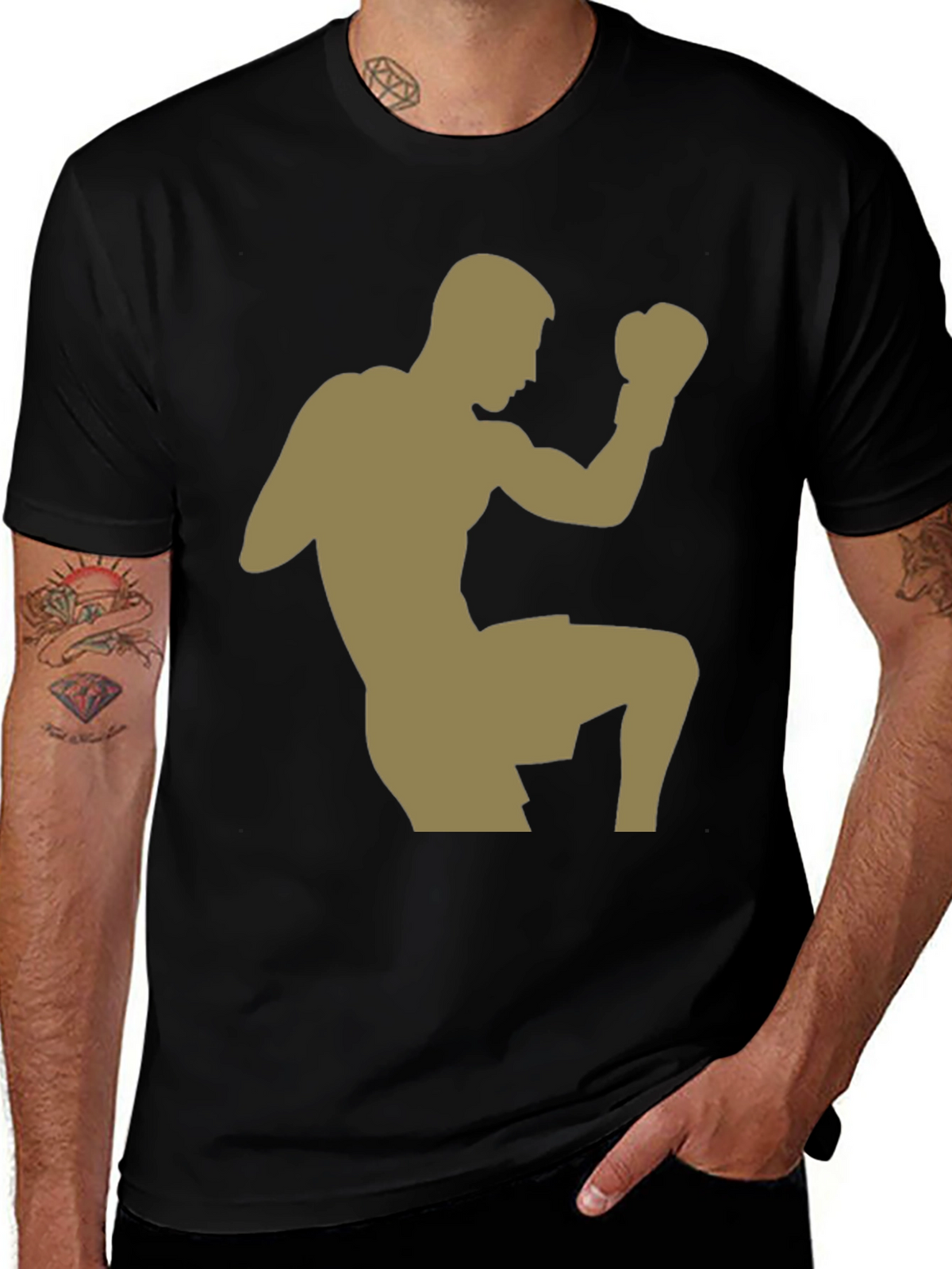 Martial Artist Graphic Tee - Black Cotton Blend