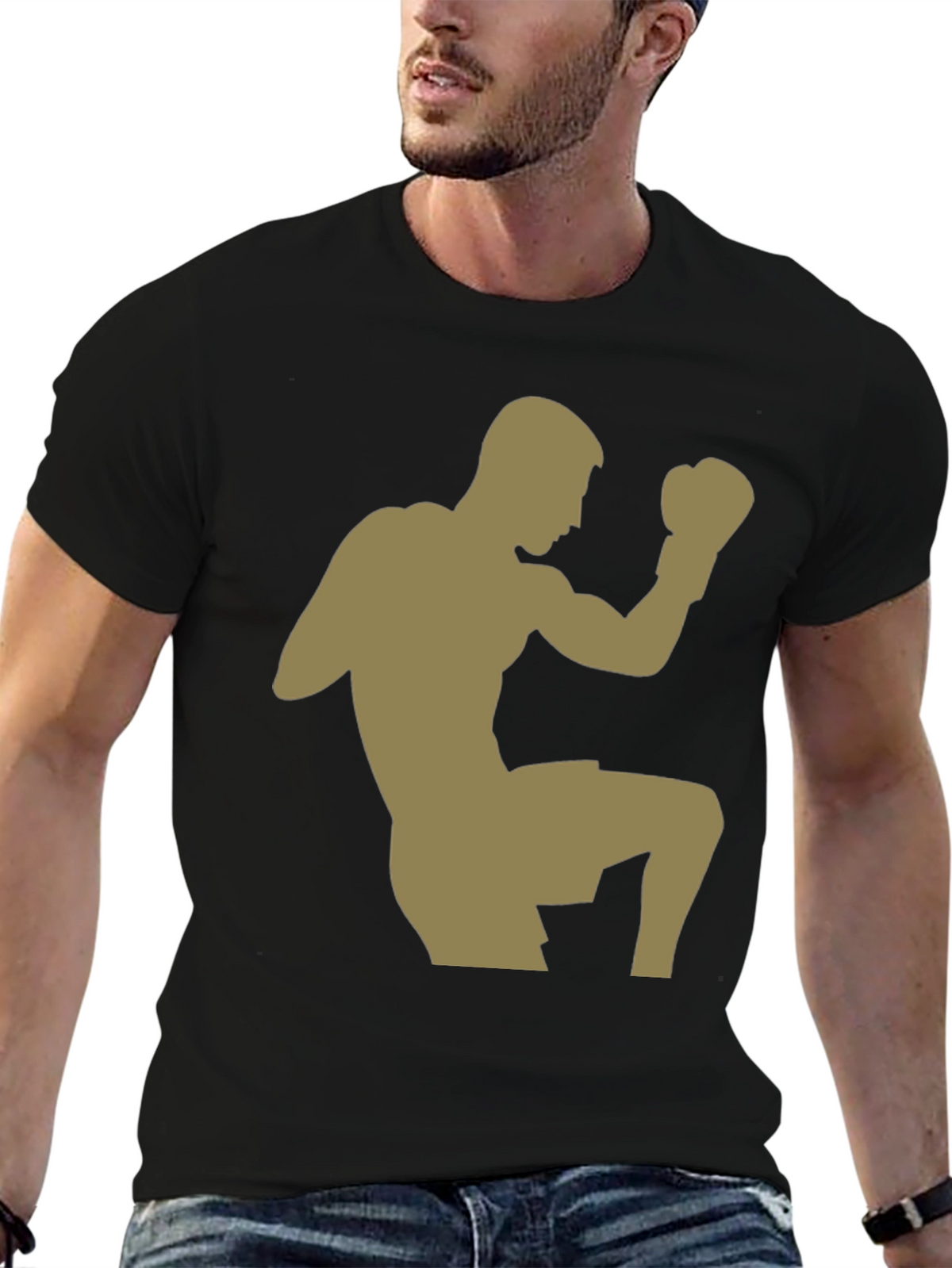 Martial Artist Graphic Tee - Black Cotton Blend