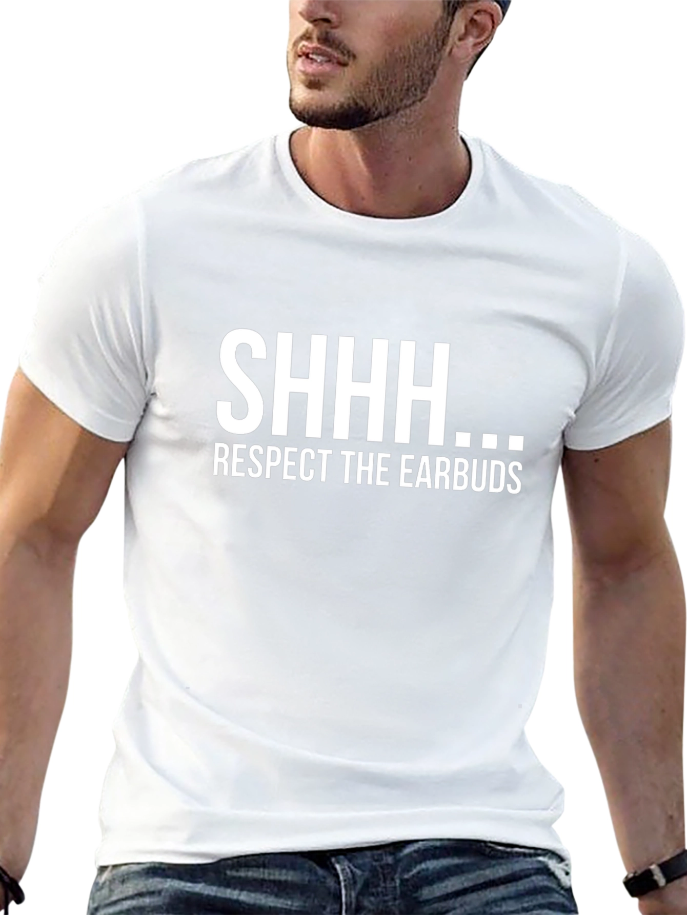 Respect the Earbuds T-Shirt - Funny Music Lover Tee