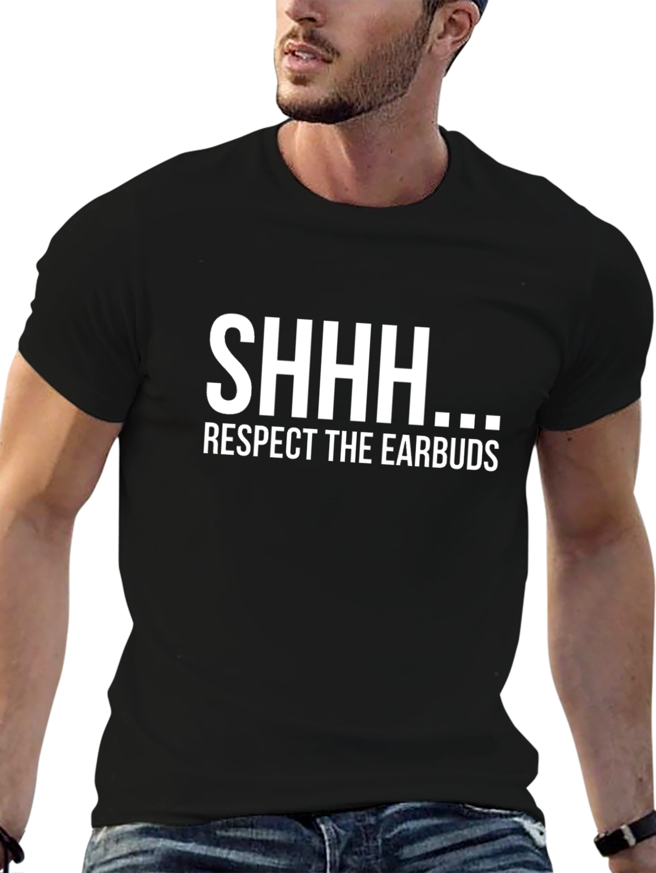 Respect the Earbuds T-Shirt - Funny Music Lover Tee