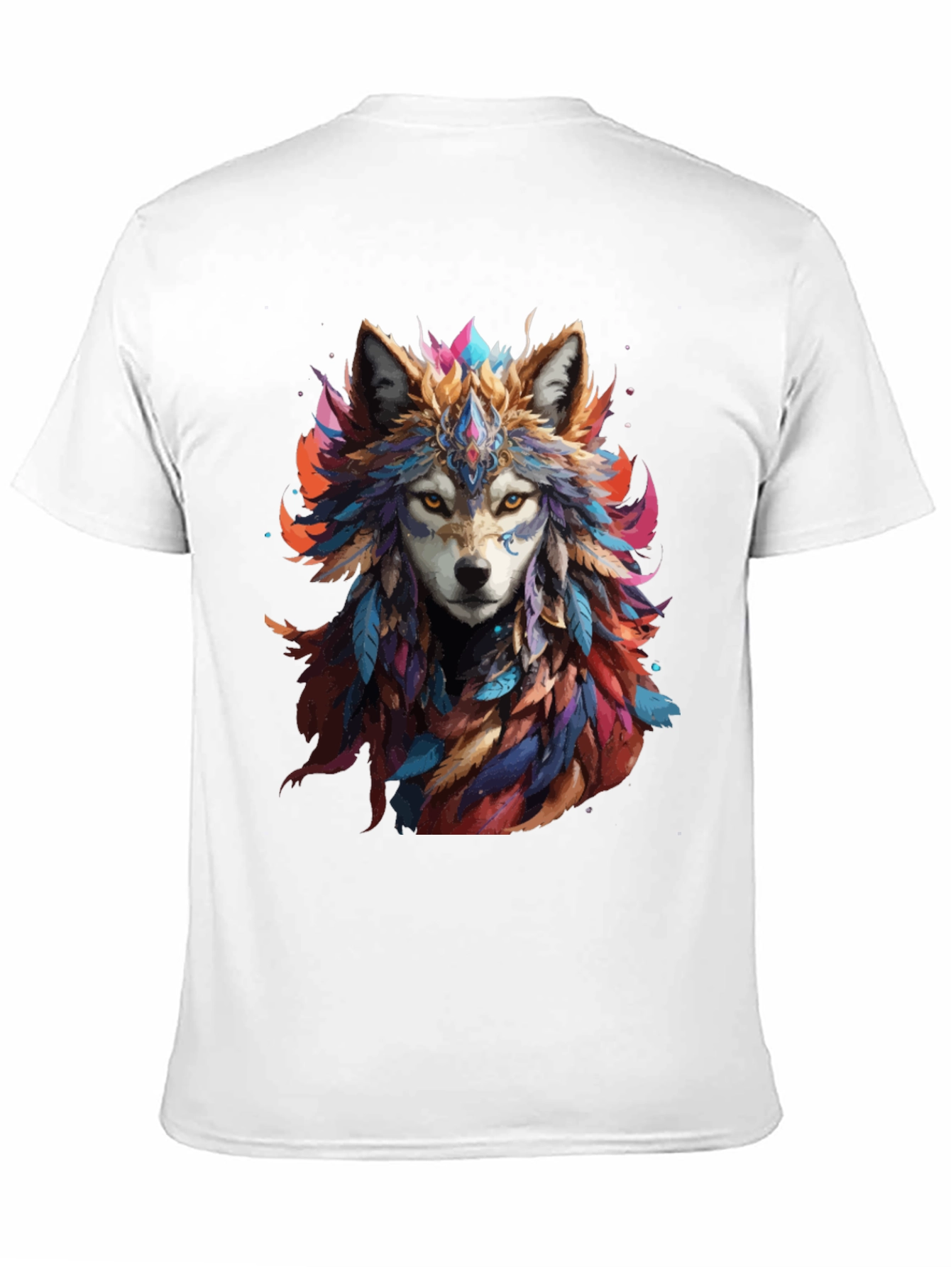 Wolf Feather Headdress Graphic Black T-Shirt