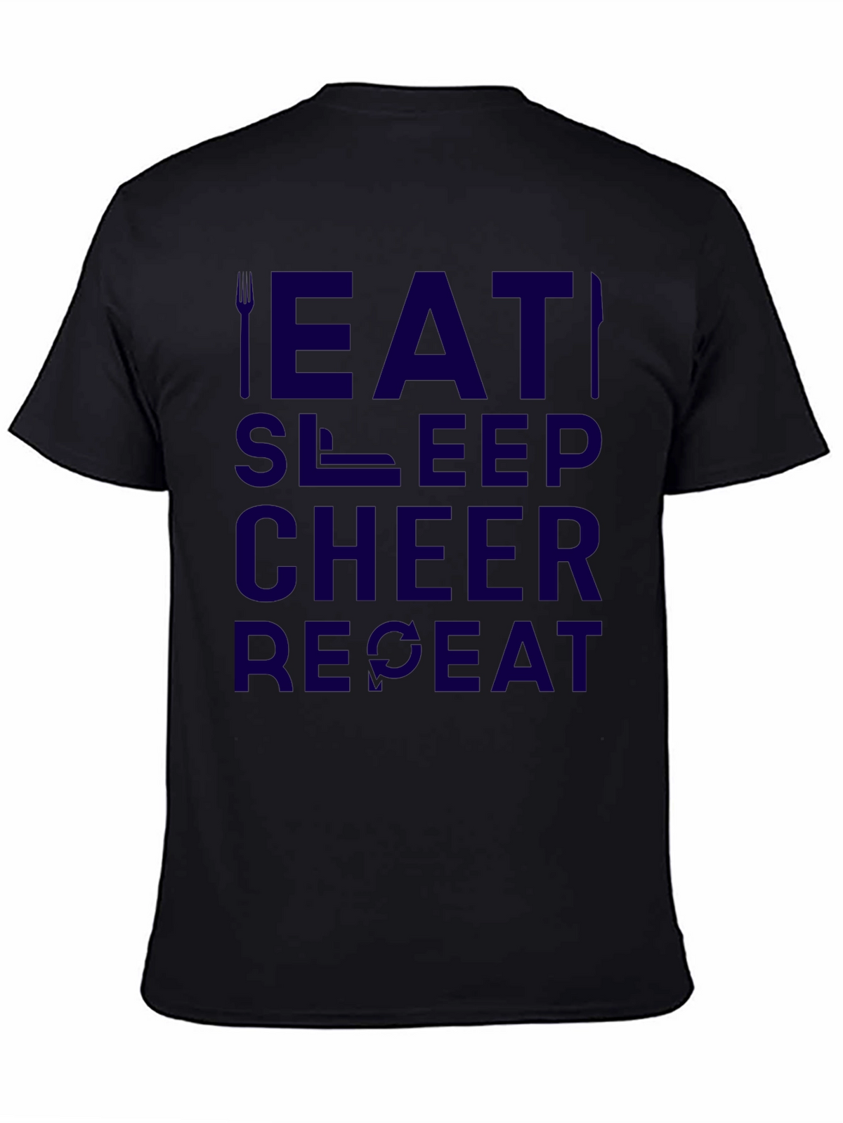 Eat Sleep Cheer Repeat Black Graphic Tee