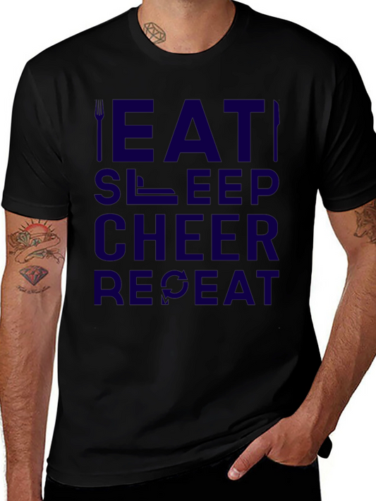 Eat Sleep Cheer Repeat Black Graphic Tee