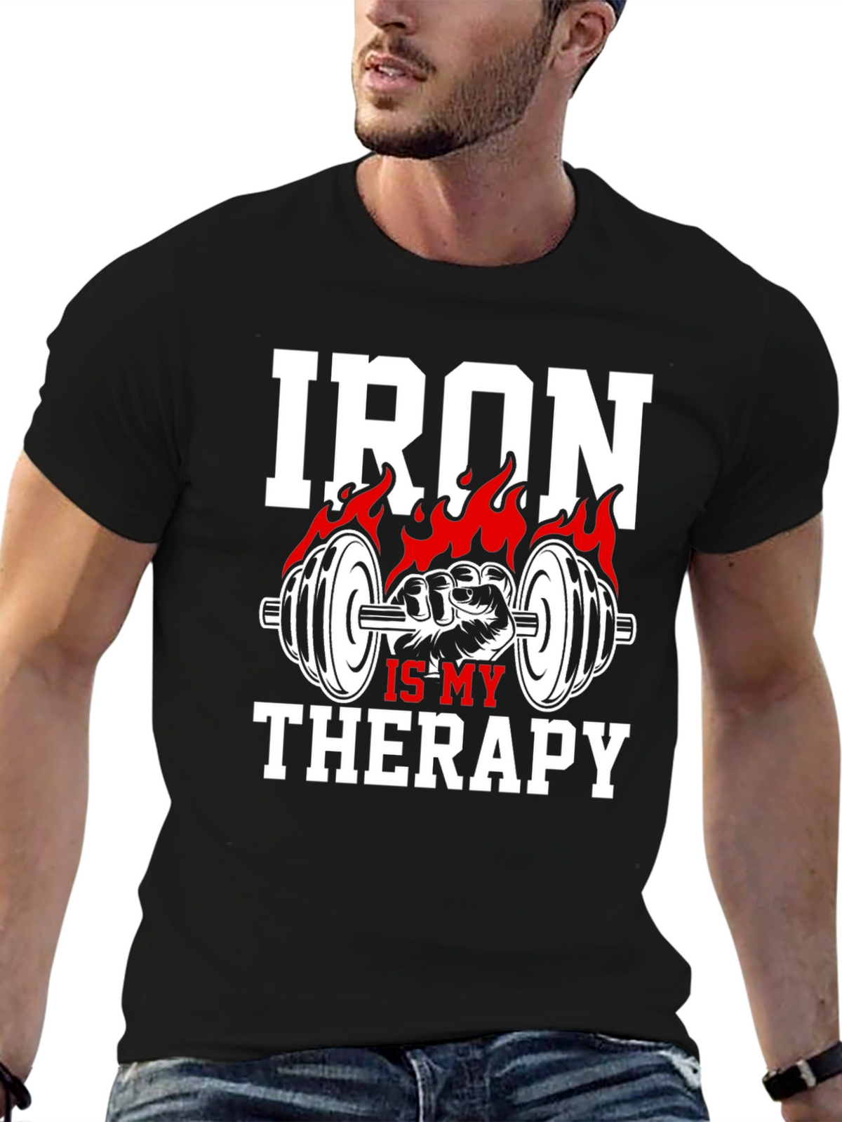 Iron Is My Therapy T-Shirt - Gym Motivation