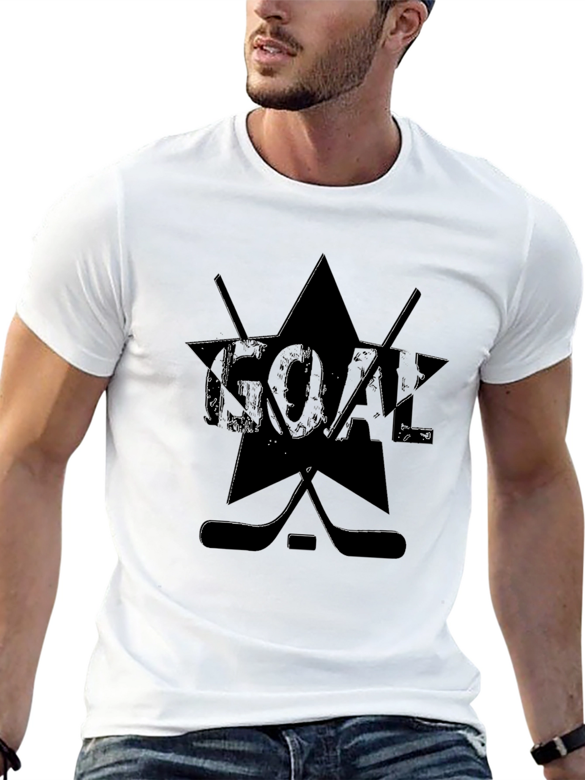 Goal Hockey Graphic T-Shirt - Black