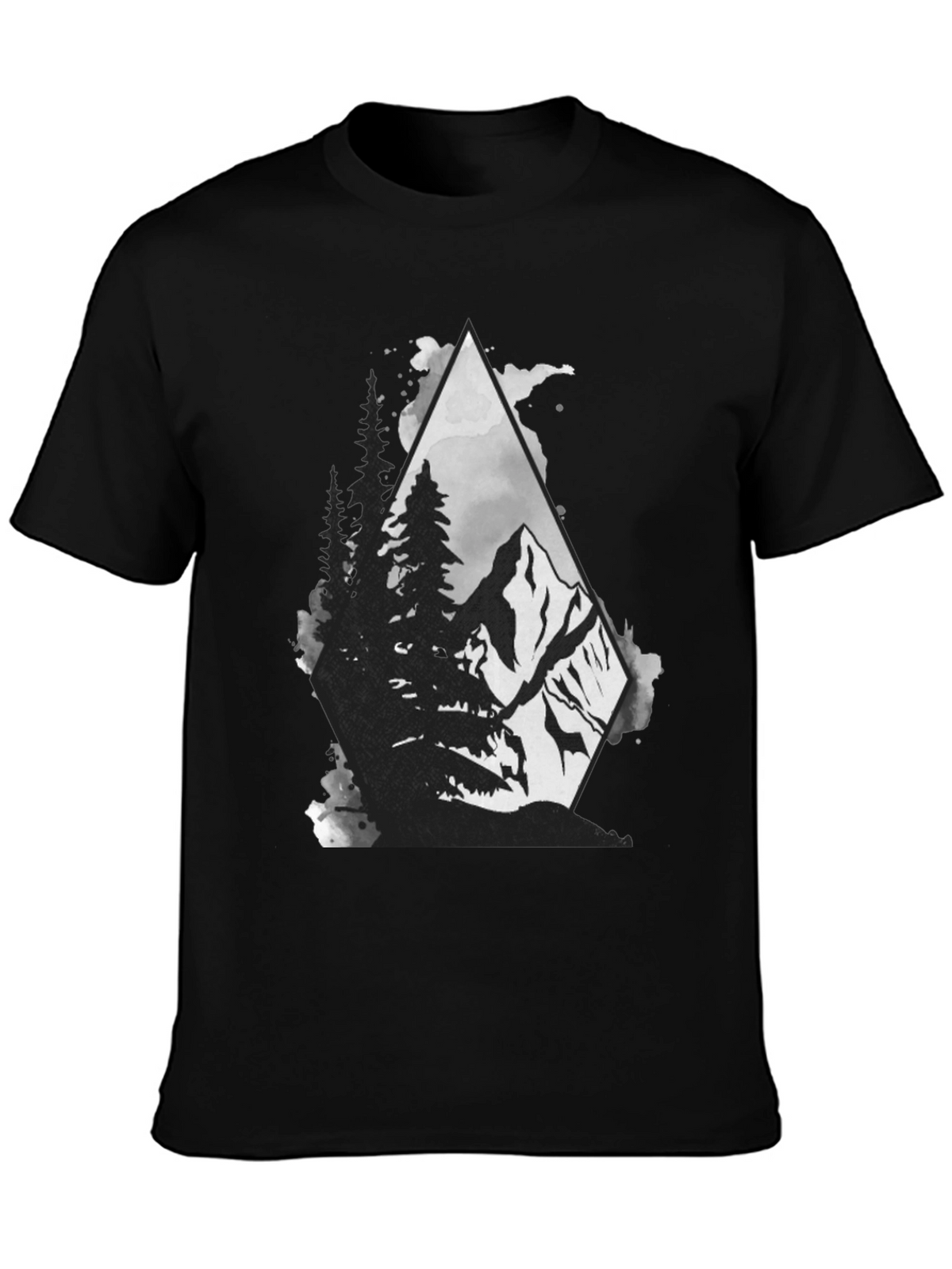 Mountain Scene Graphic Tee - Black