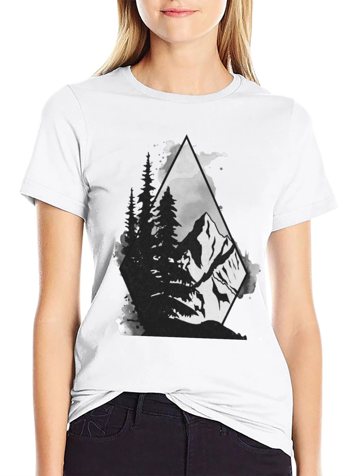 Mountain Scene Graphic Tee - Black