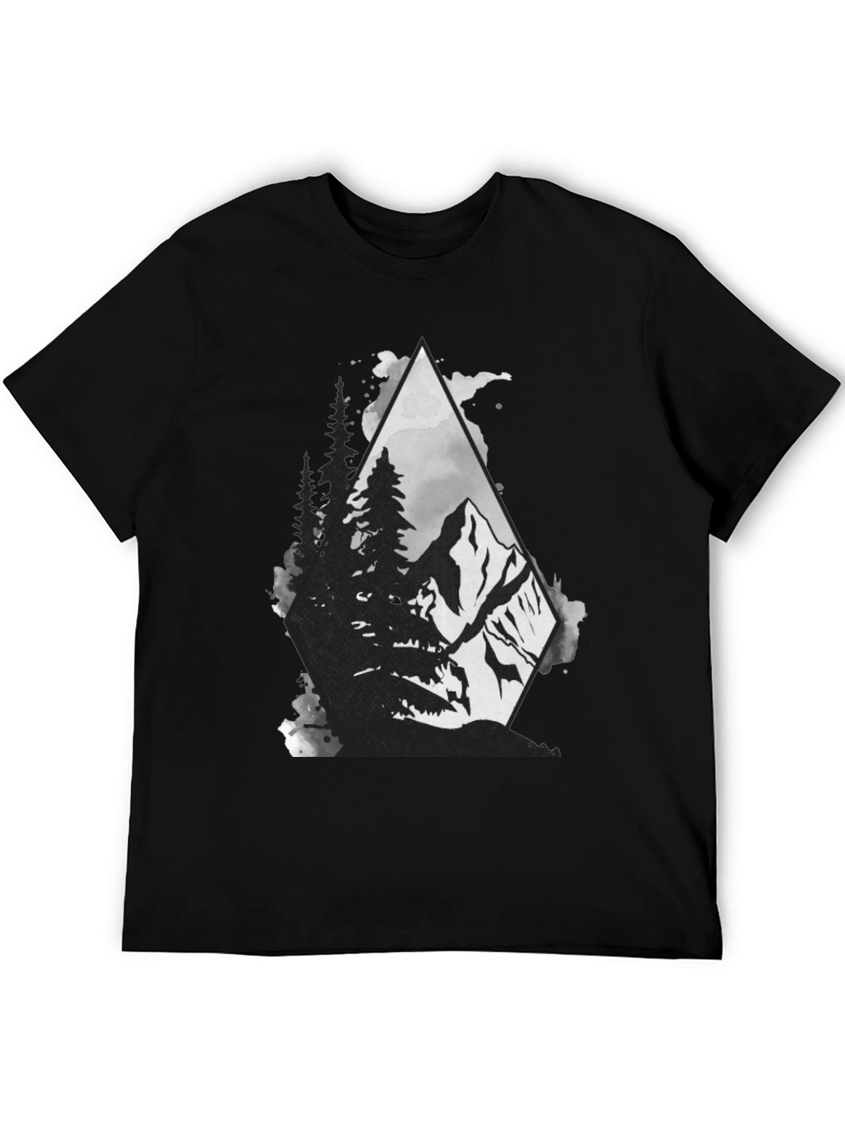 Mountain Scene Graphic Tee - Black