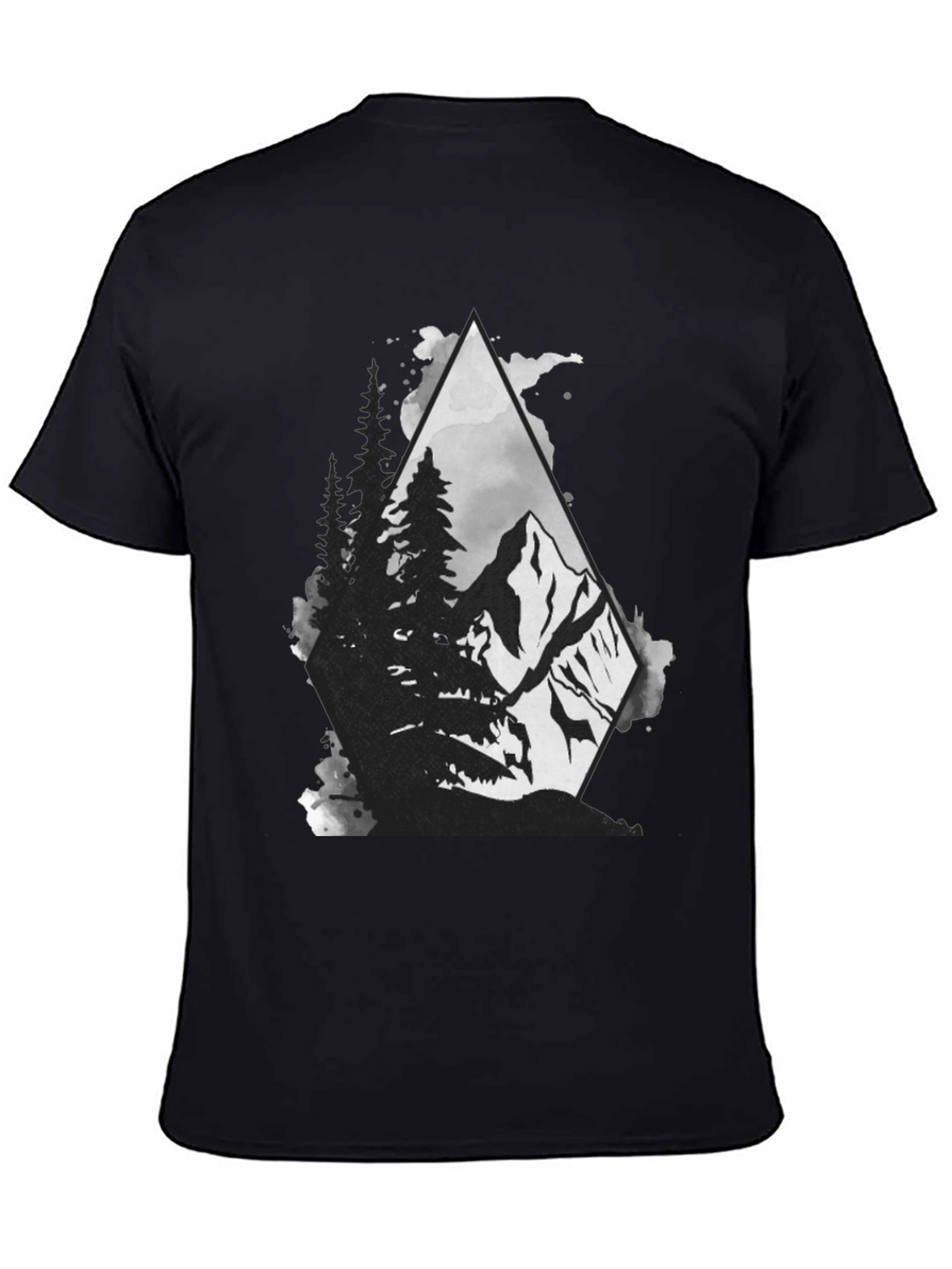 Mountain Scene Graphic Tee - Black