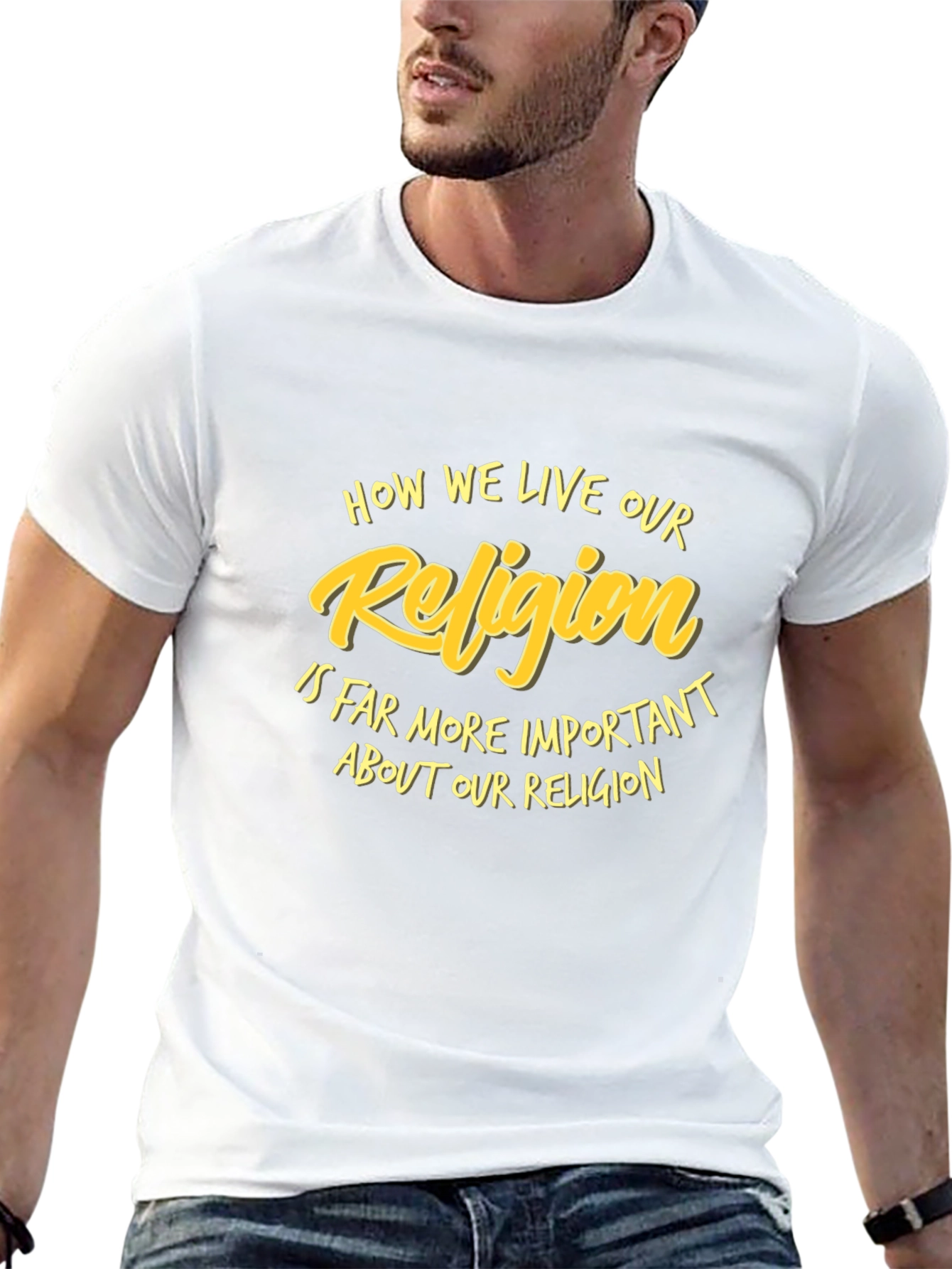 Religion Slogan Black T-Shirt