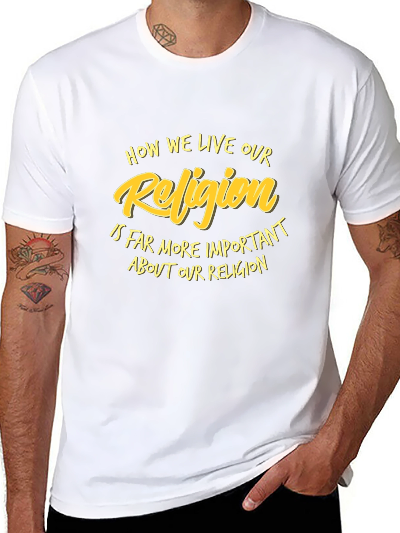 Religion Slogan Black T-Shirt
