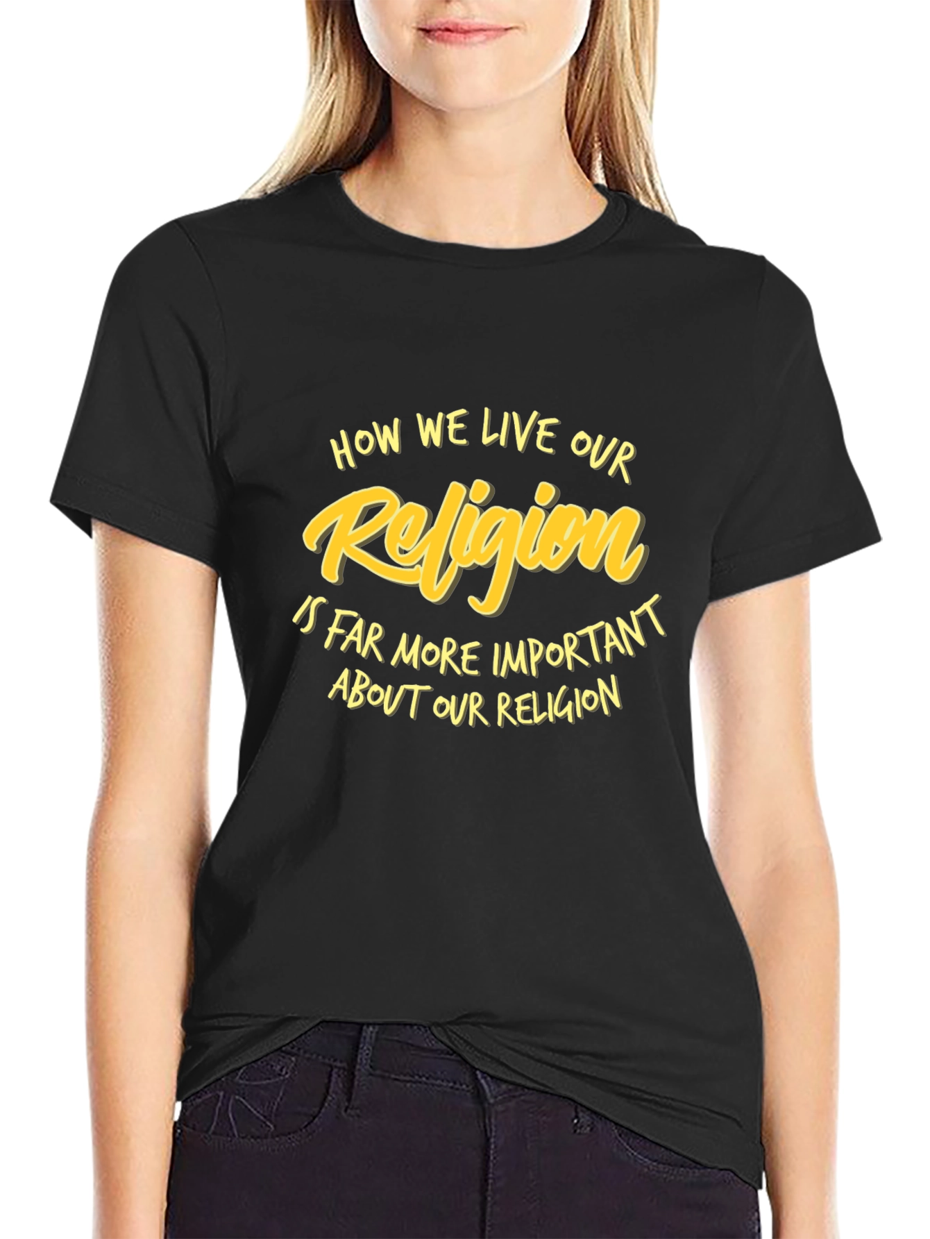 Religion Slogan Black T-Shirt