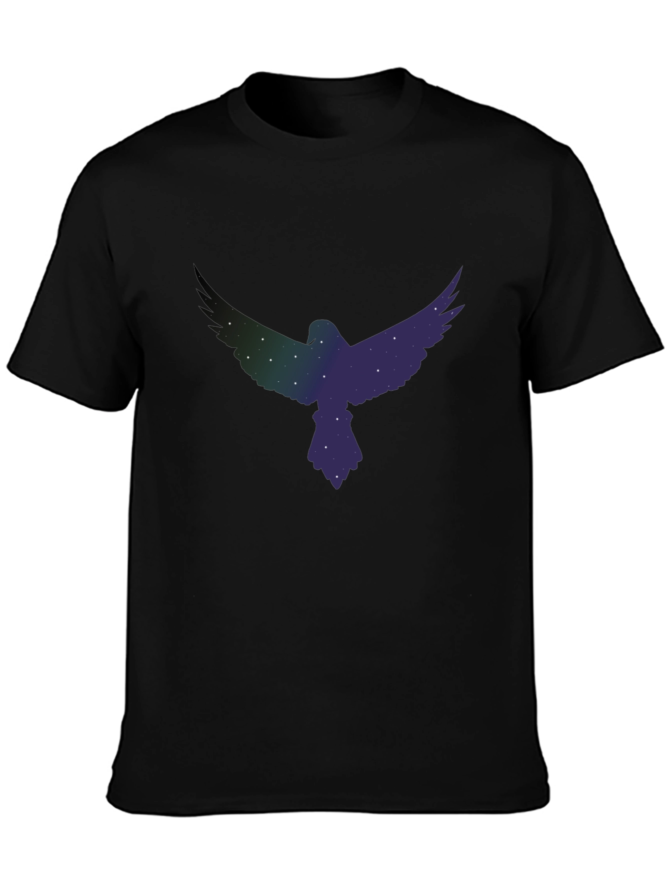 Starry Eagle Graphic Tee - Soft Black Cotton Blend