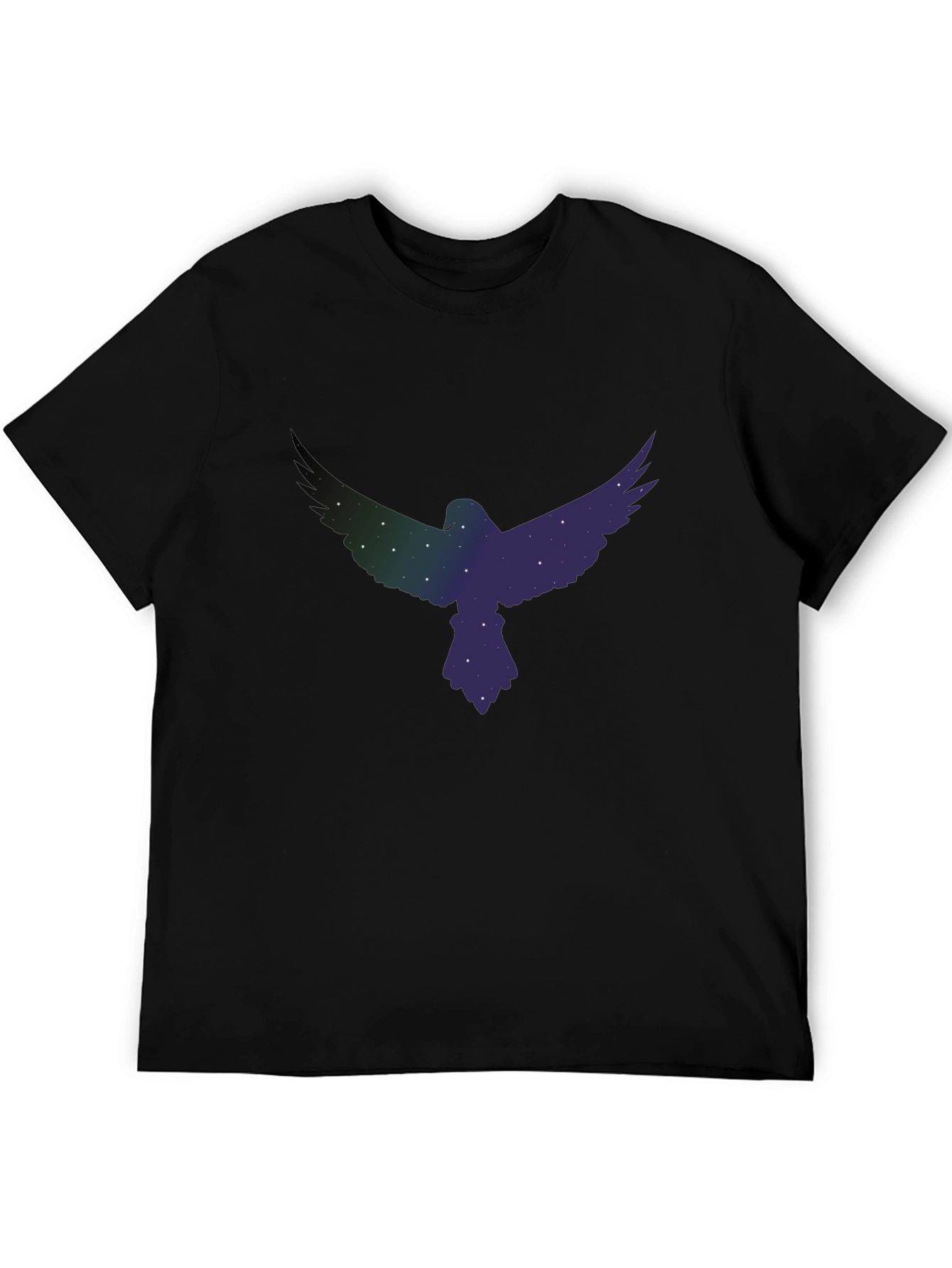 Starry Eagle Graphic Tee - Soft Black Cotton Blend