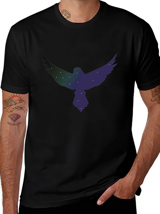 Starry Eagle Graphic Tee - Soft Black Cotton Blend