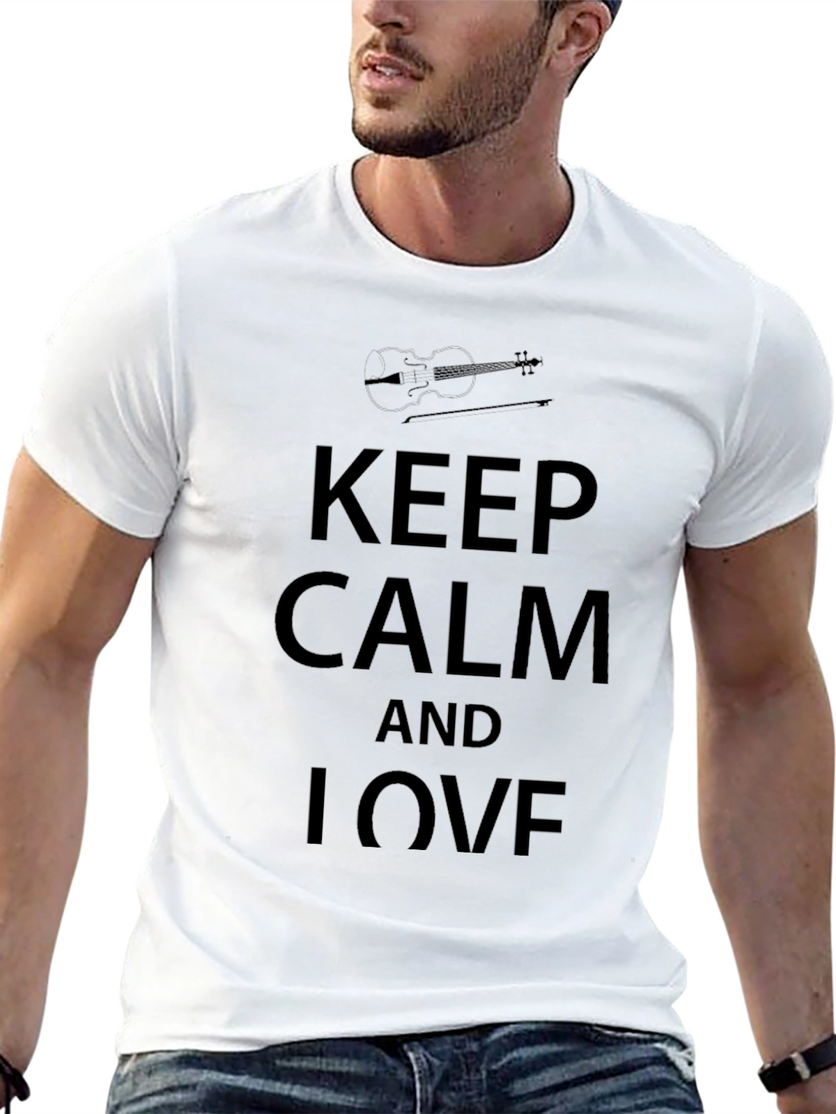 Keep Calm and Love Violin Black T-Shirt