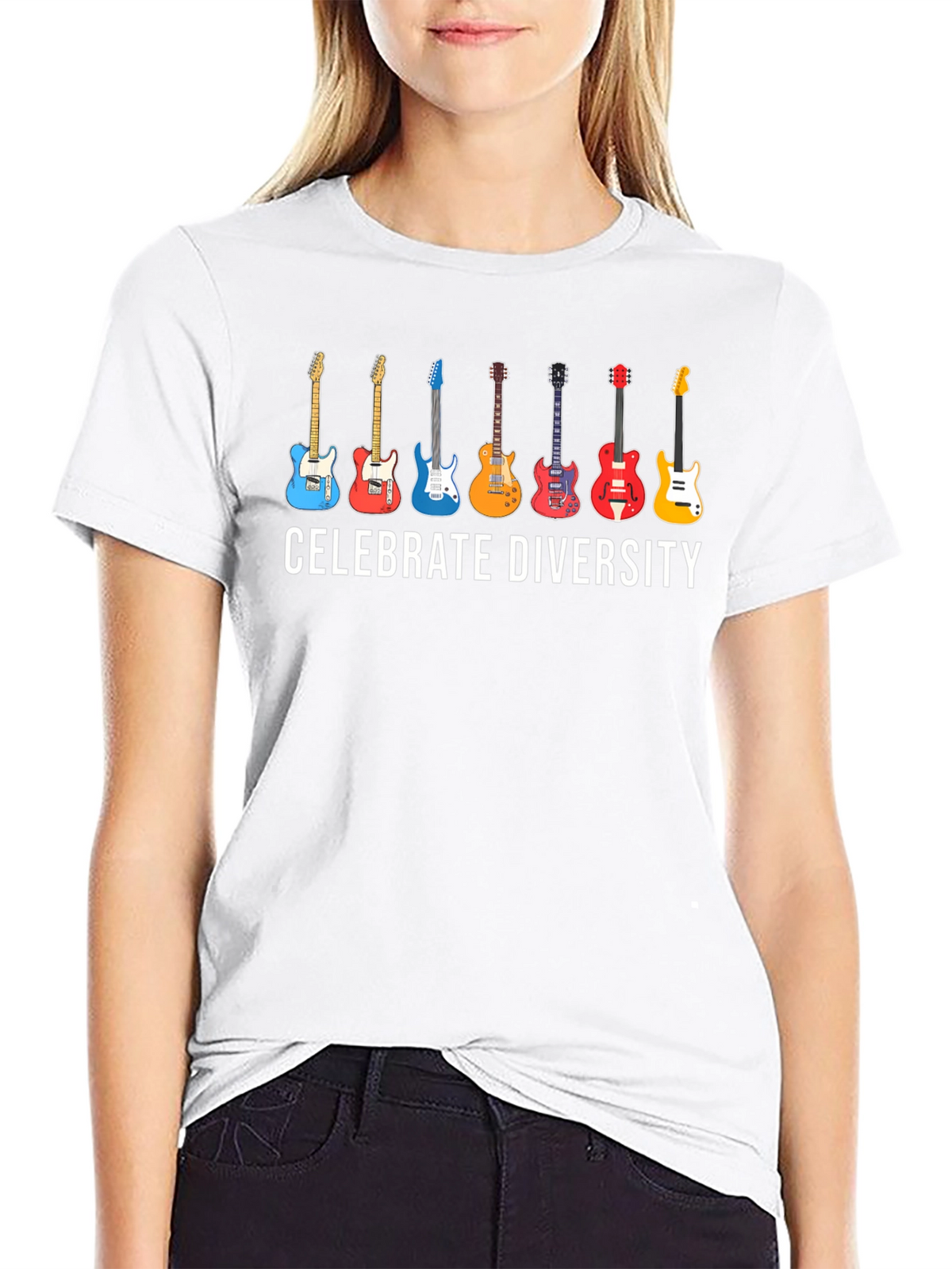 Celebrate Diversity Guitar T-Shirt