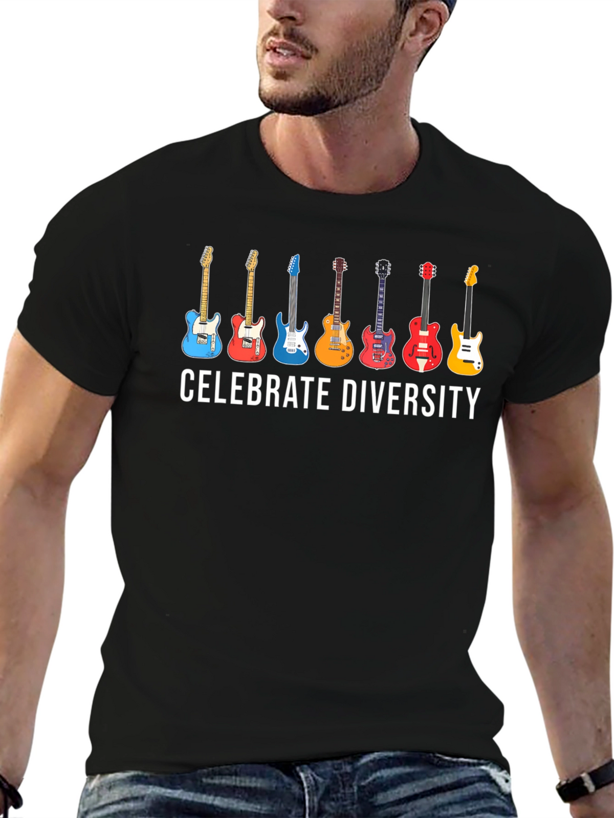 Celebrate Diversity Guitar T-Shirt