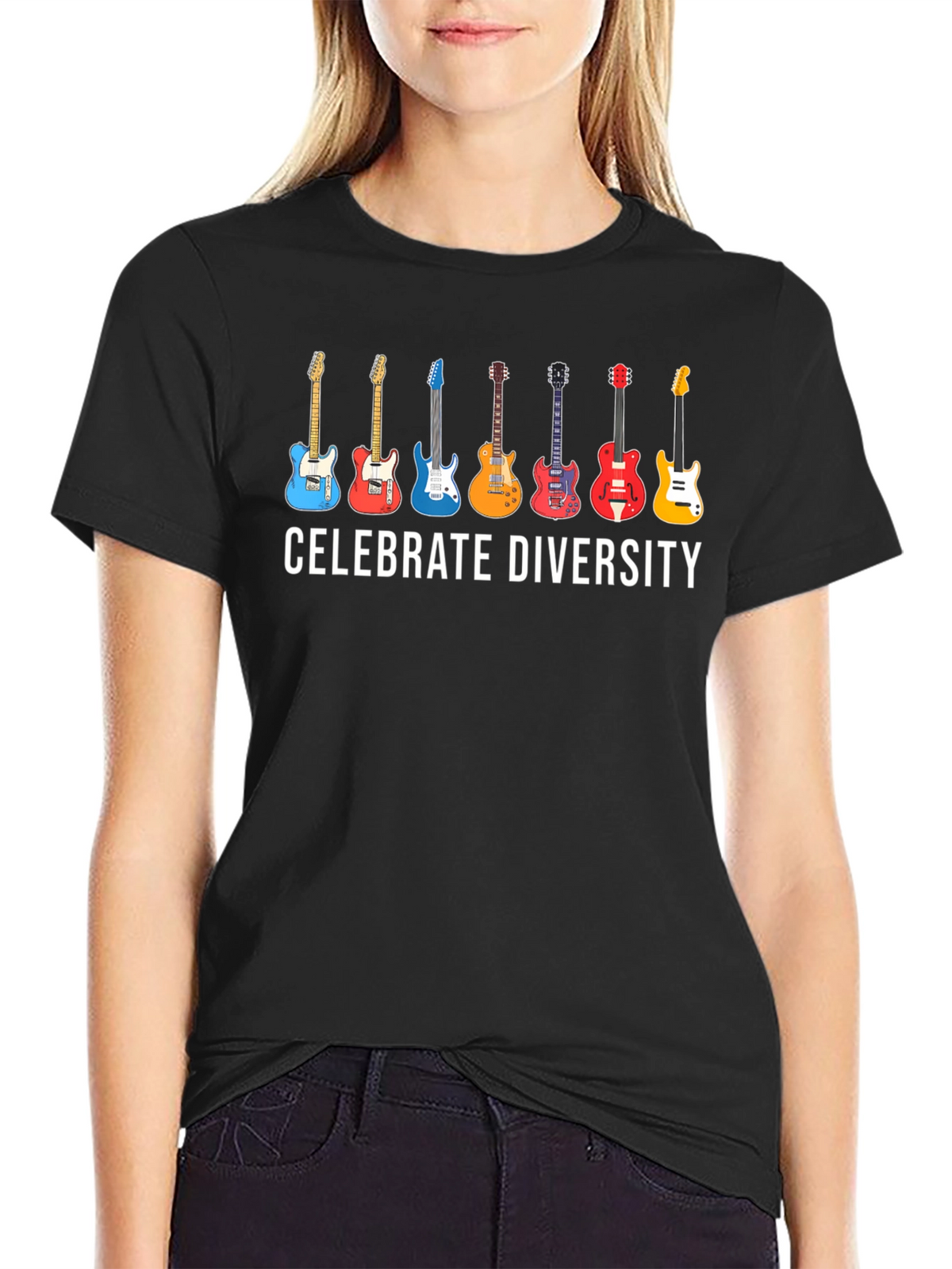 Celebrate Diversity Guitar T-Shirt