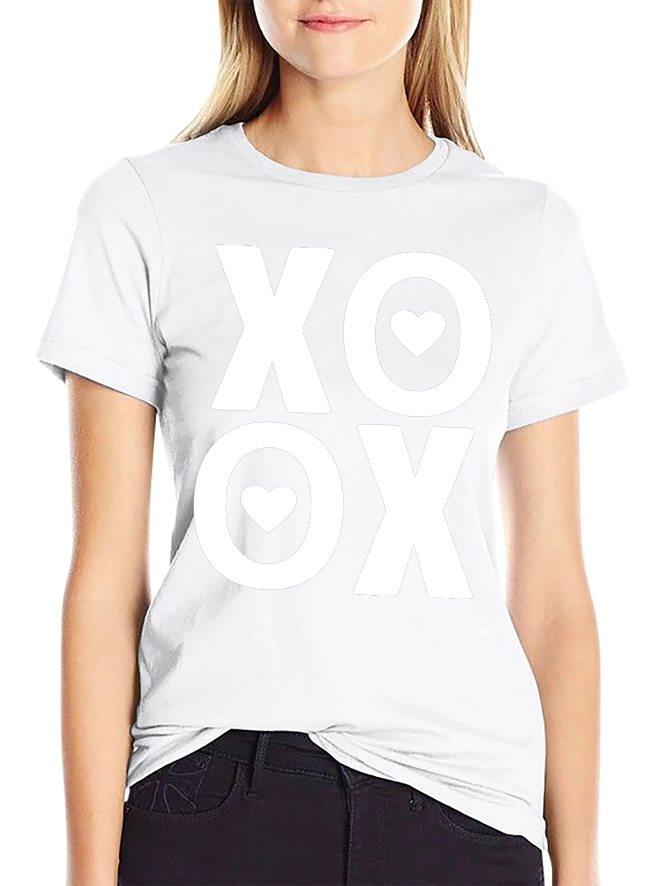 XO Heart Valentines Day Black T-Shirt