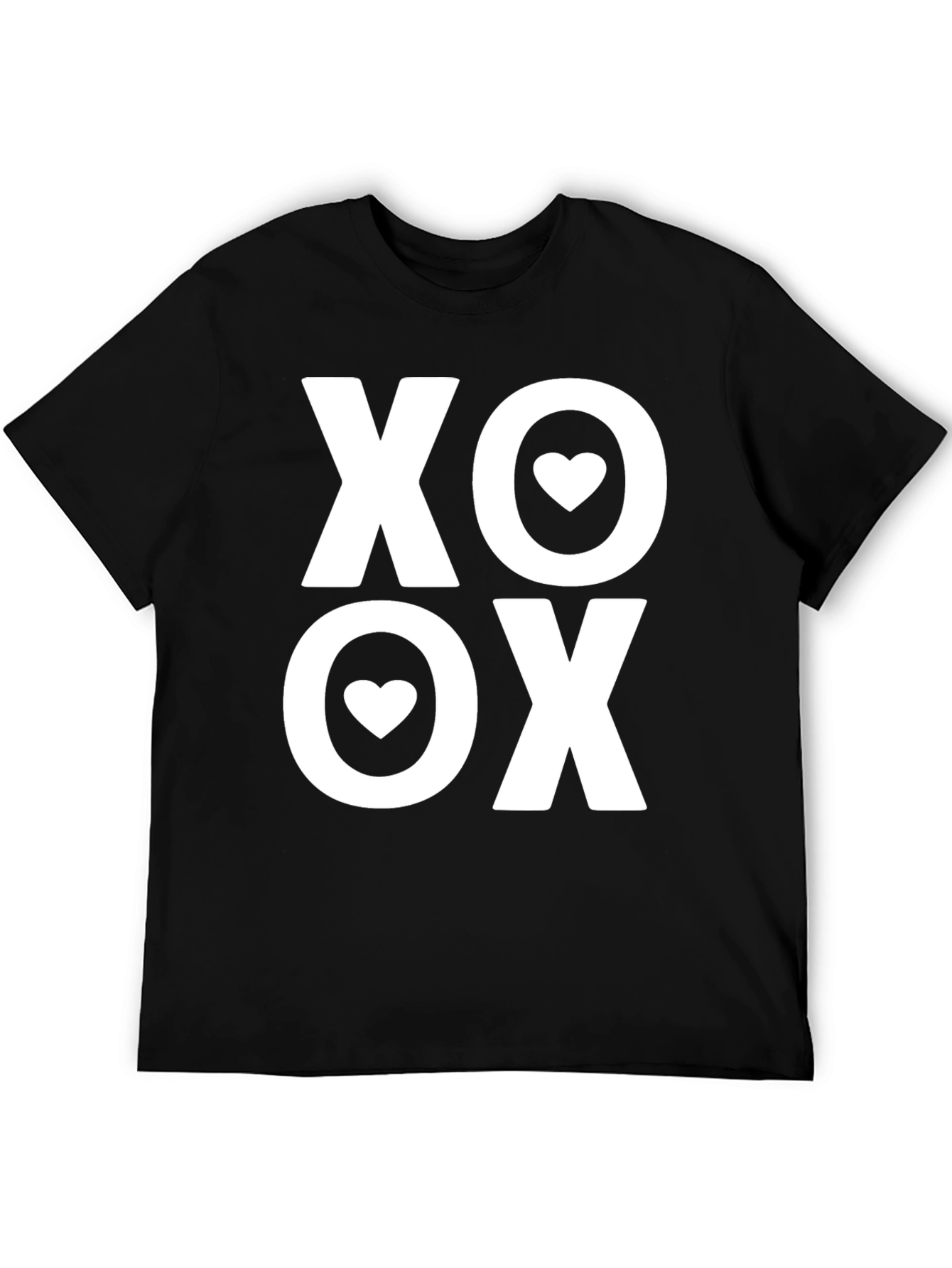 XO Heart Valentines Day Black T-Shirt