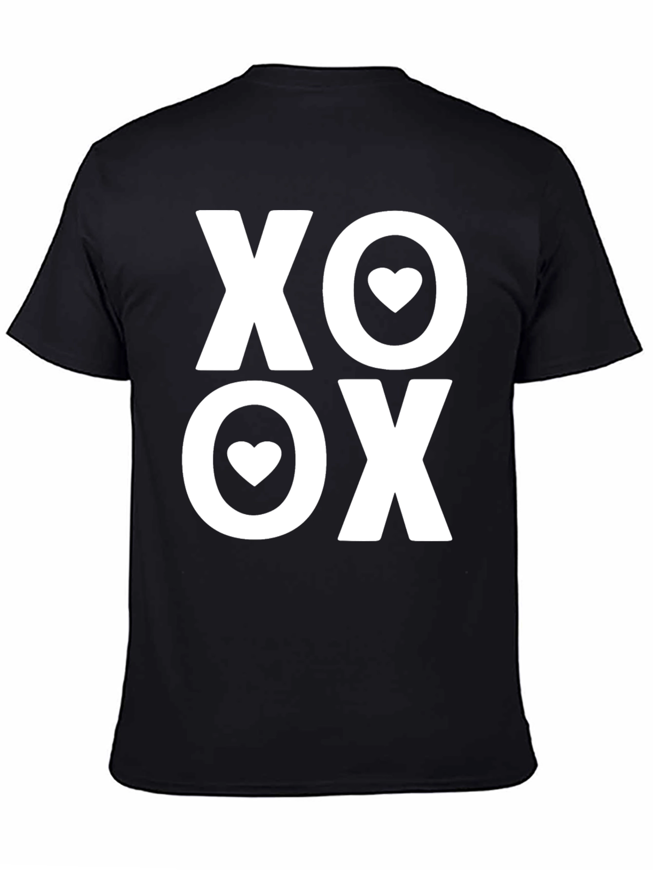 XO Heart Valentines Day Black T-Shirt