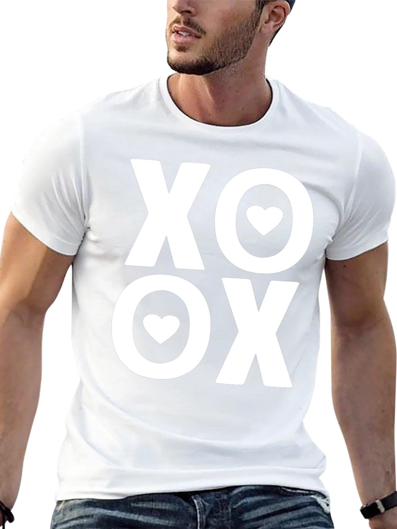 XO Heart Valentines Day Black T-Shirt