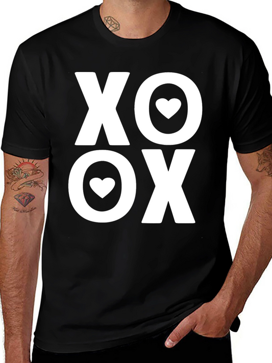 XO Heart Valentines Day Black T-Shirt