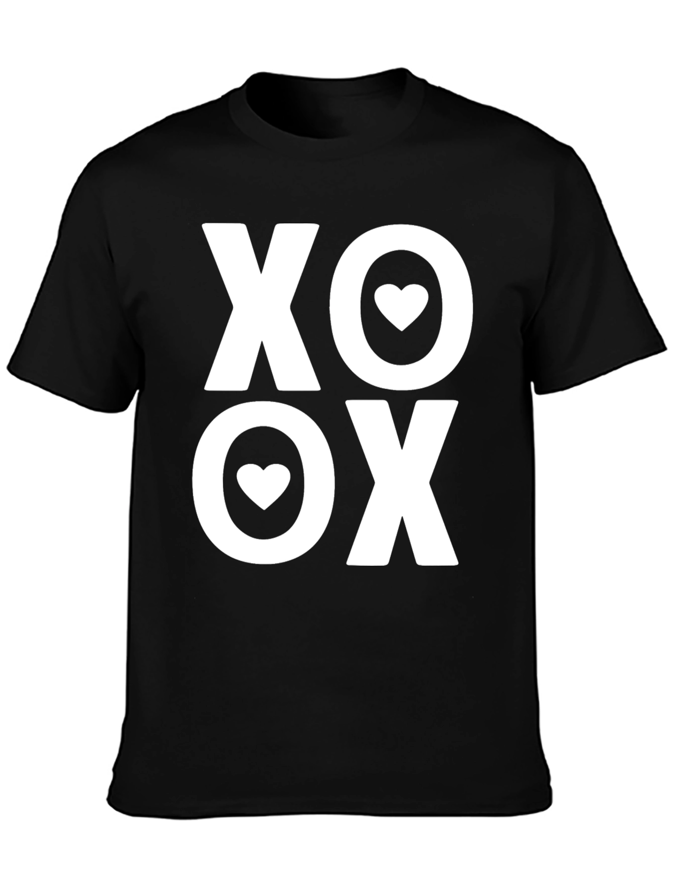 XO Heart Valentines Day Black T-Shirt