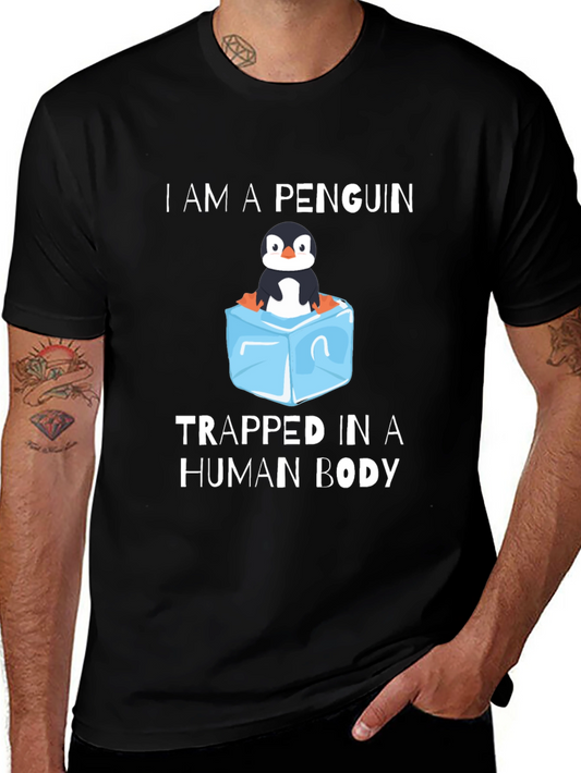Penguin in a Human Body Tee - Novelty Graphic T-Shirt
