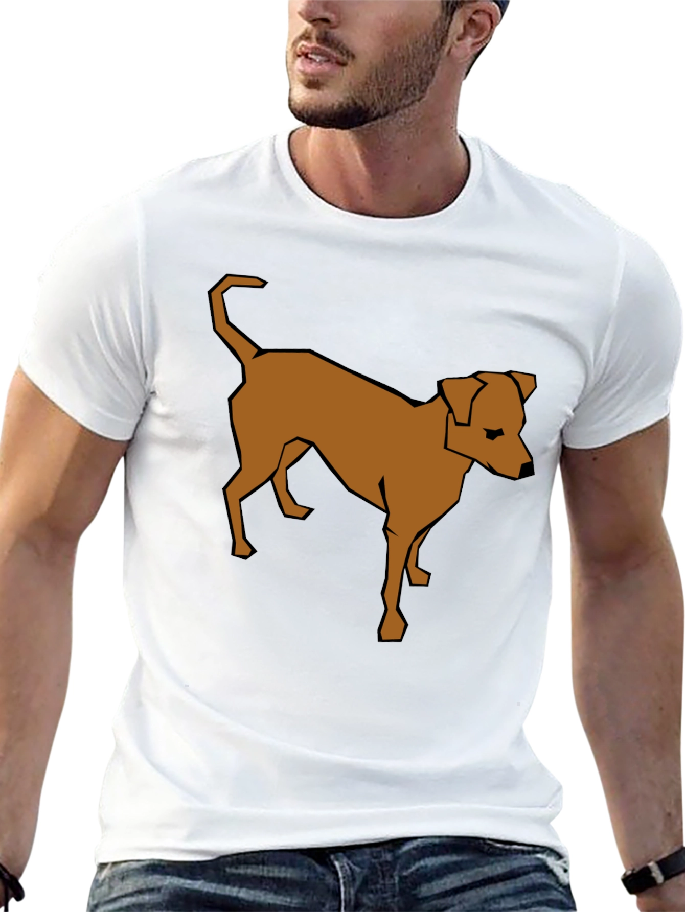 Dog Graphic Tee - Modern Geometric Design Casual Style