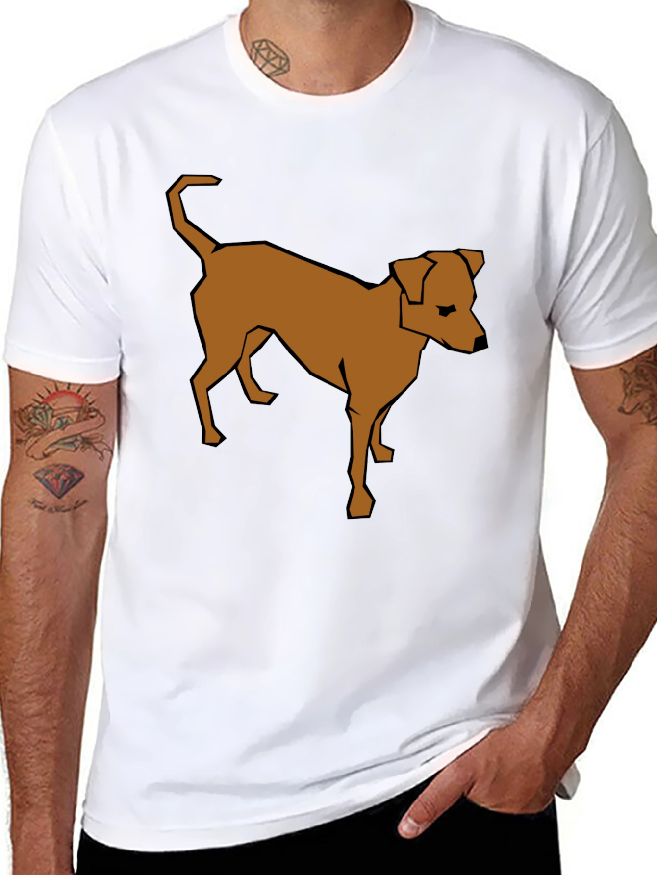 Dog Graphic Tee - Modern Geometric Design Casual Style