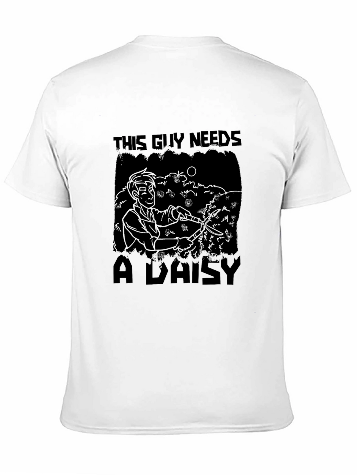 This Guy Needs a Daisy Black T-Shirt